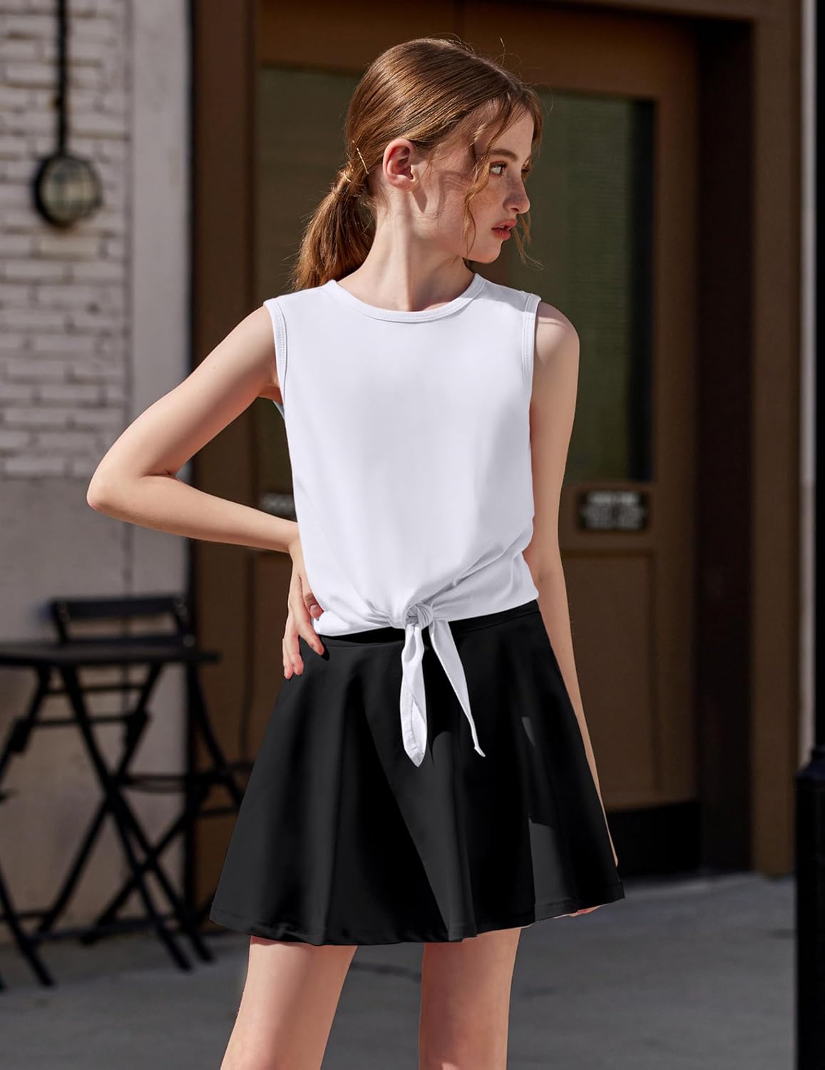 Festive Girls TennisC Golf Outfit Trendy Adjustable Top Skirt
