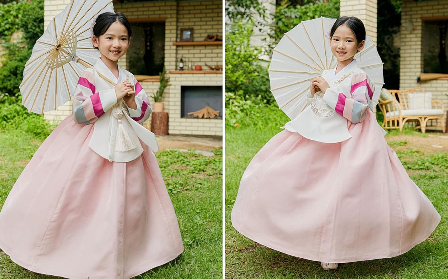 Striped Coral Korean Baby Hanbok