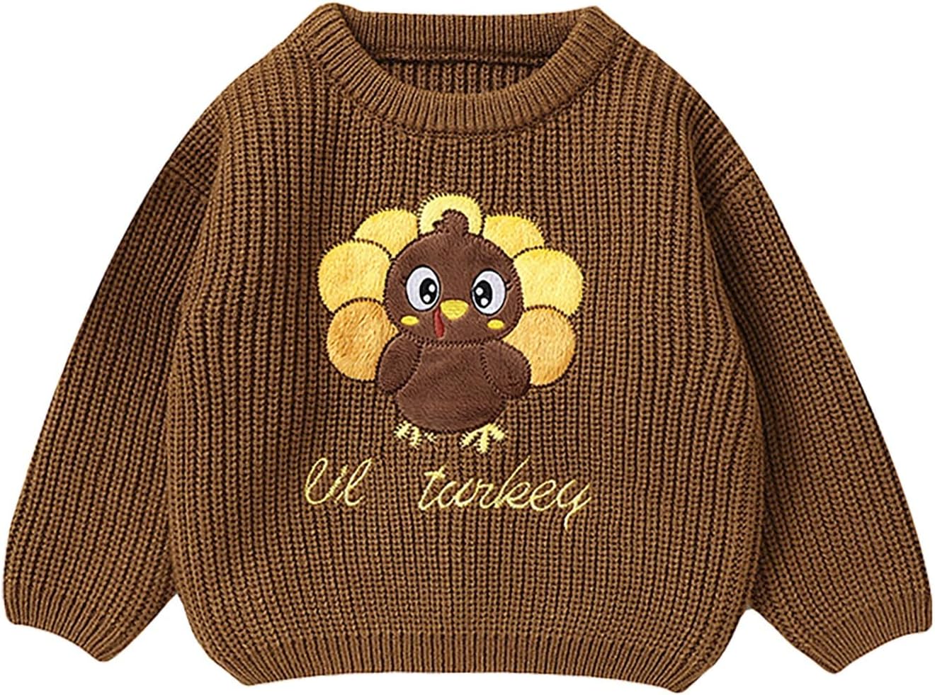 Cute Turkey Three Pattern Knitted Sweater Dress for Kids