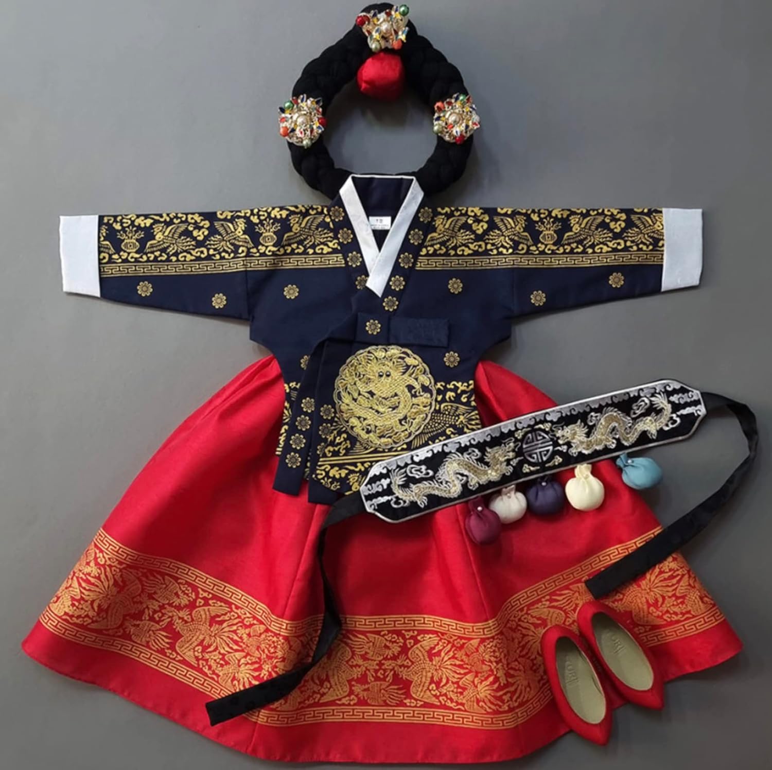 Navy Blue Hanbok Dress for Your Little Star