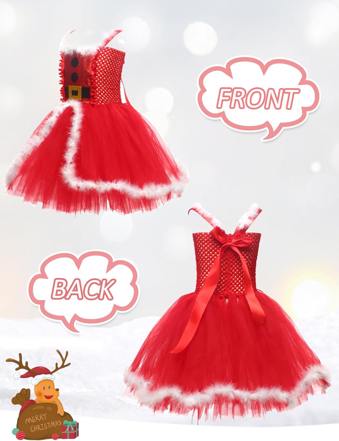 Christmas Puffy Tutu Dress for Toddler Girls