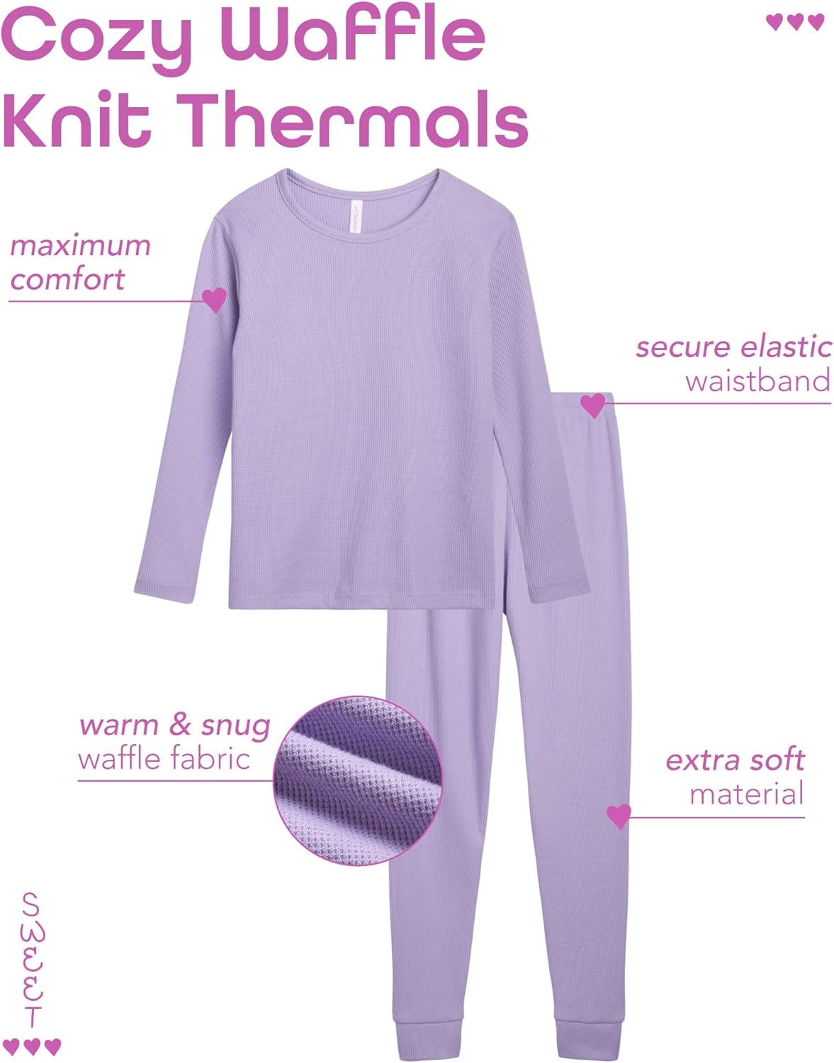 Sweet Hearts Girls Thermal Underwear Set