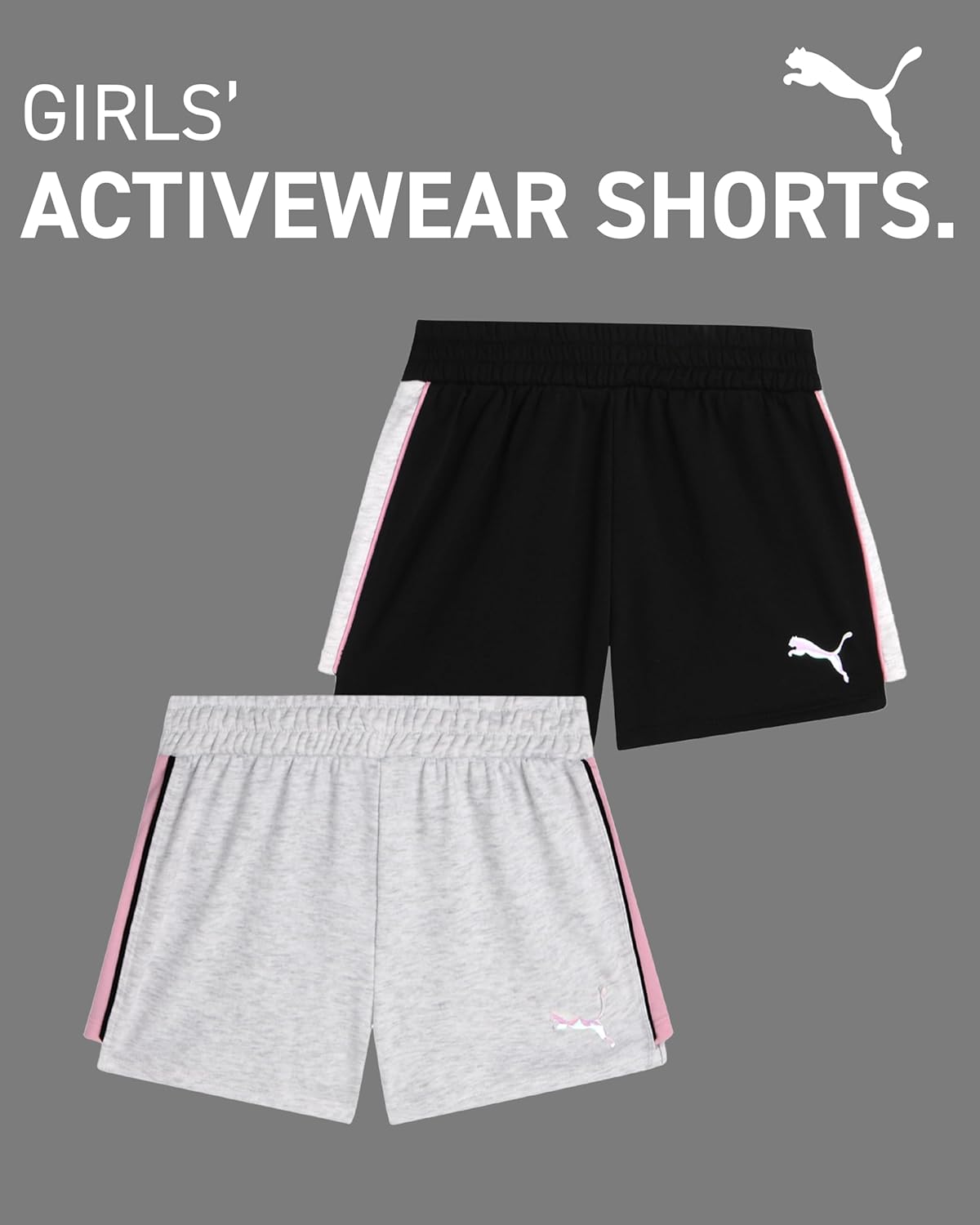 PUMA Womens Lightweight Cotton French Terry Shorts for Girls