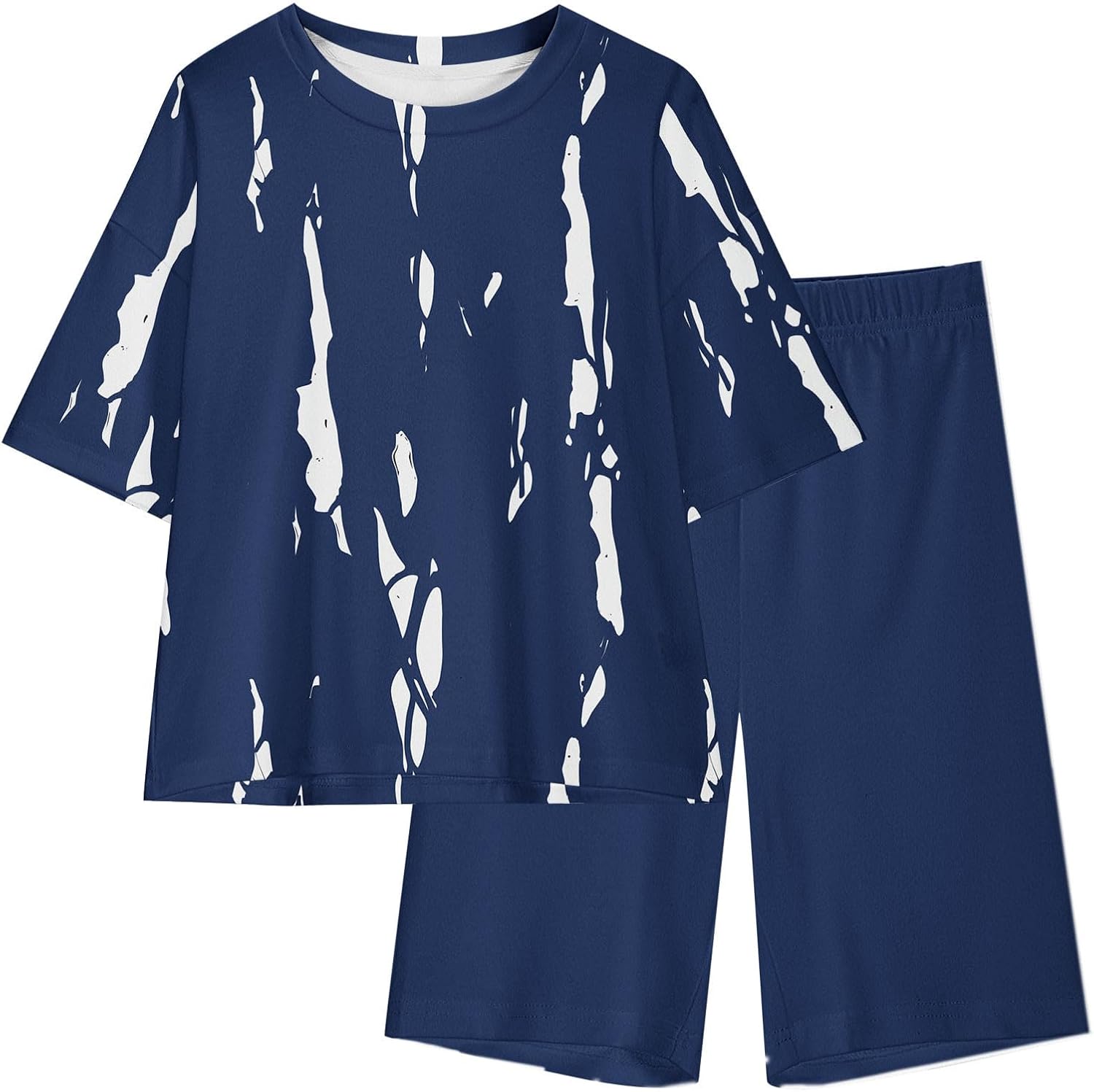 Girls Tie Dye 2 Piece Short Sleeve Biker Short Set