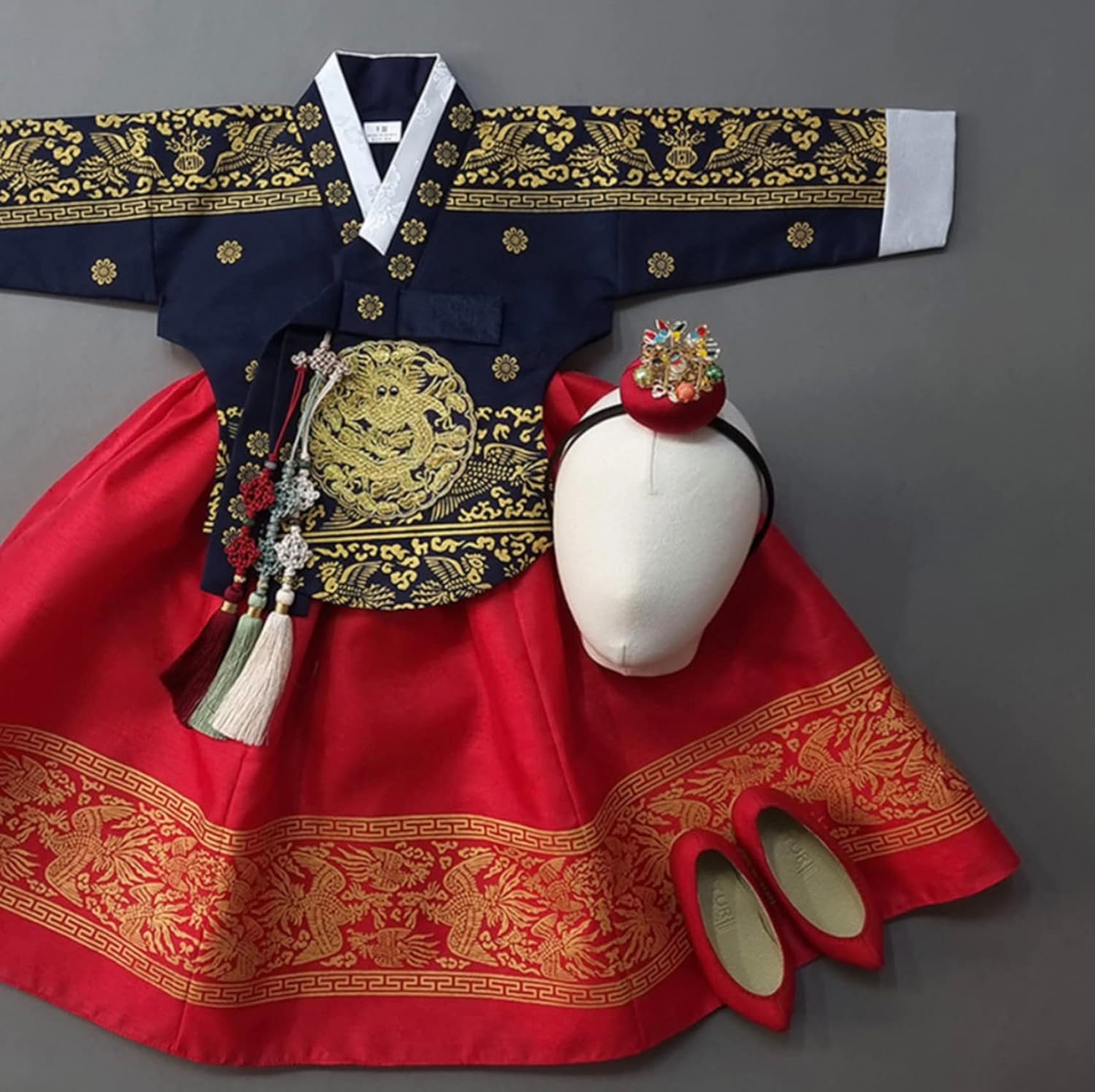 Navy Blue Hanbok Dress for Your Little Star