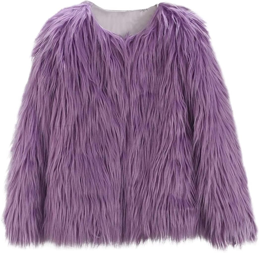 Cute Girls Cardigan with Faux Fur Windproof Warm for Autumn Winter
