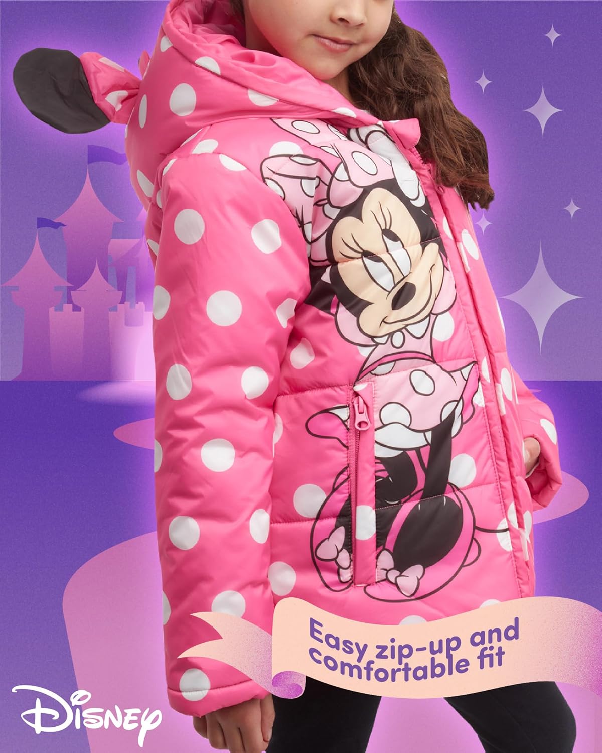 Disney Girls Puffer Jacket - Cozy for Minnie Mouse and Friends