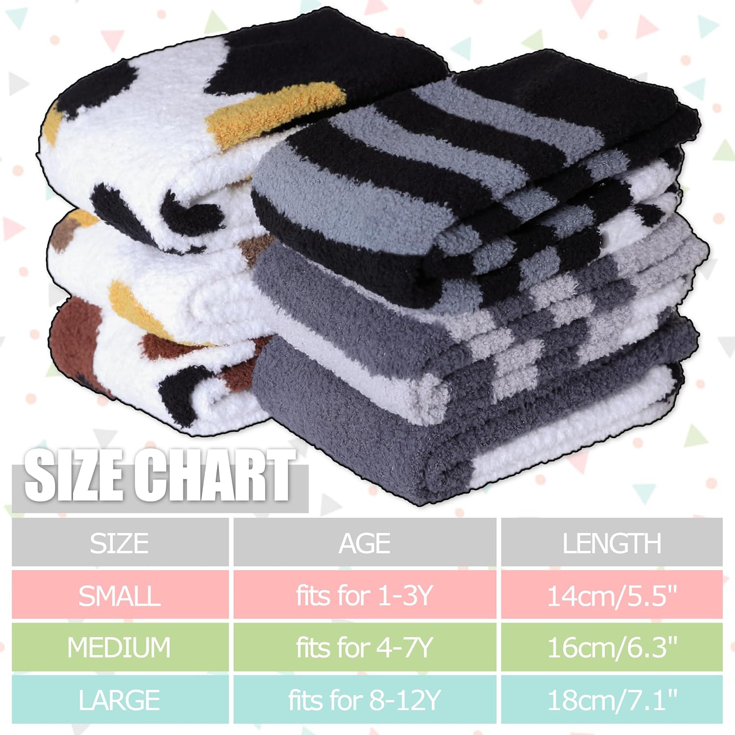 LINEMIN Kids Fuzzy Socks with Non-Slip Grip
