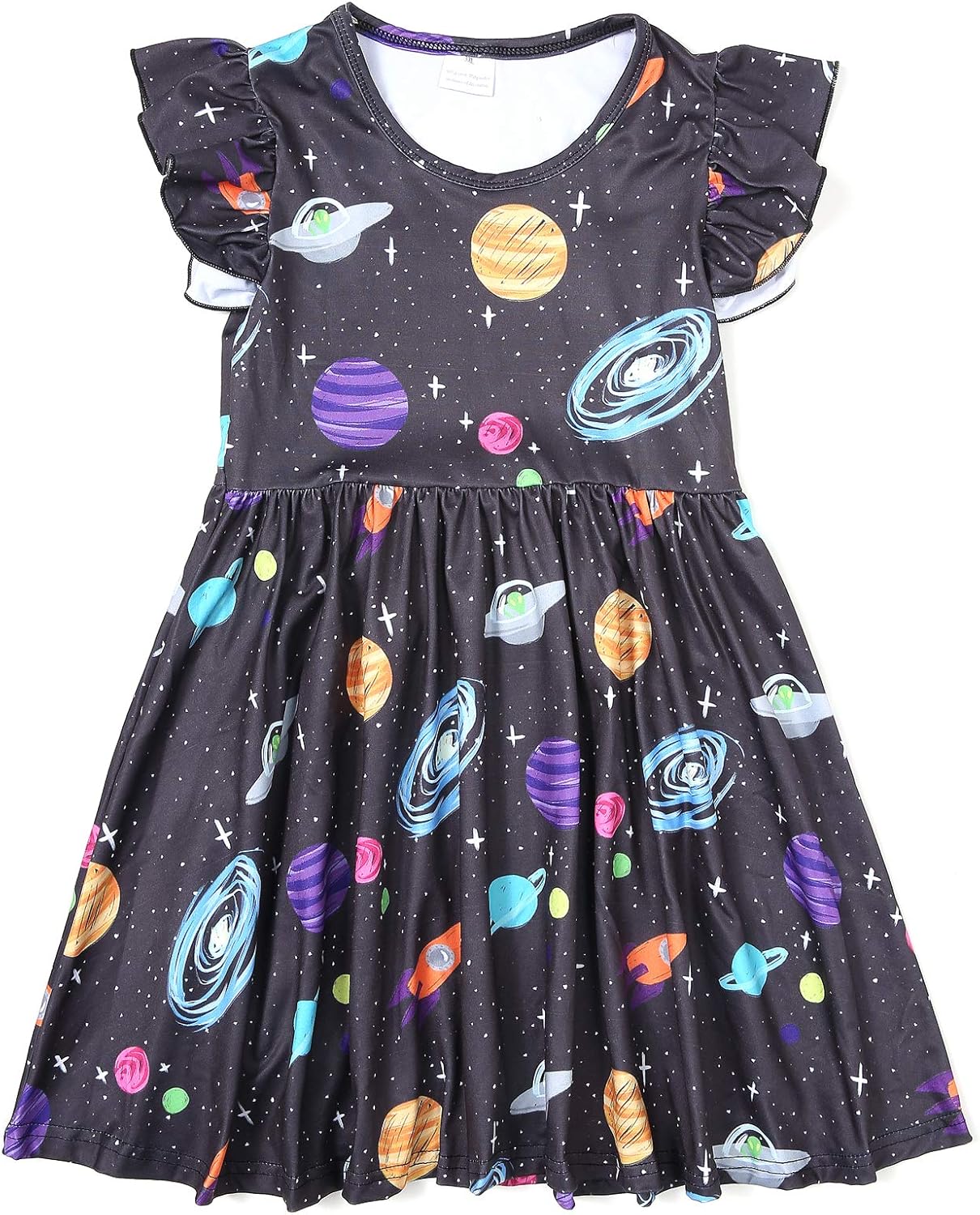 NA Baby Girls Galaxy Twirl Ruffle Bottom Dress Soft BreatheSummer Wardrobe Essential