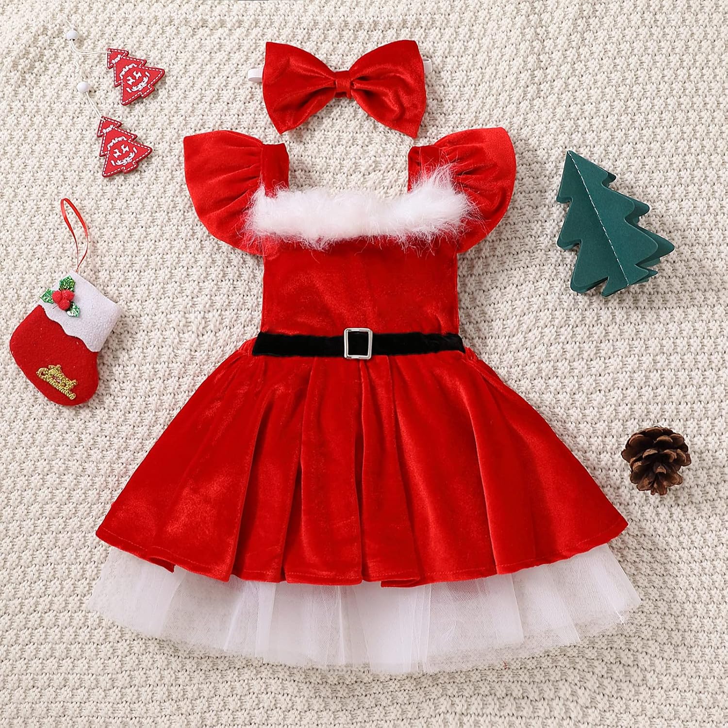 Red Santa Claus Dress for Toddlers Perfect Winter Christmas Party Outfit