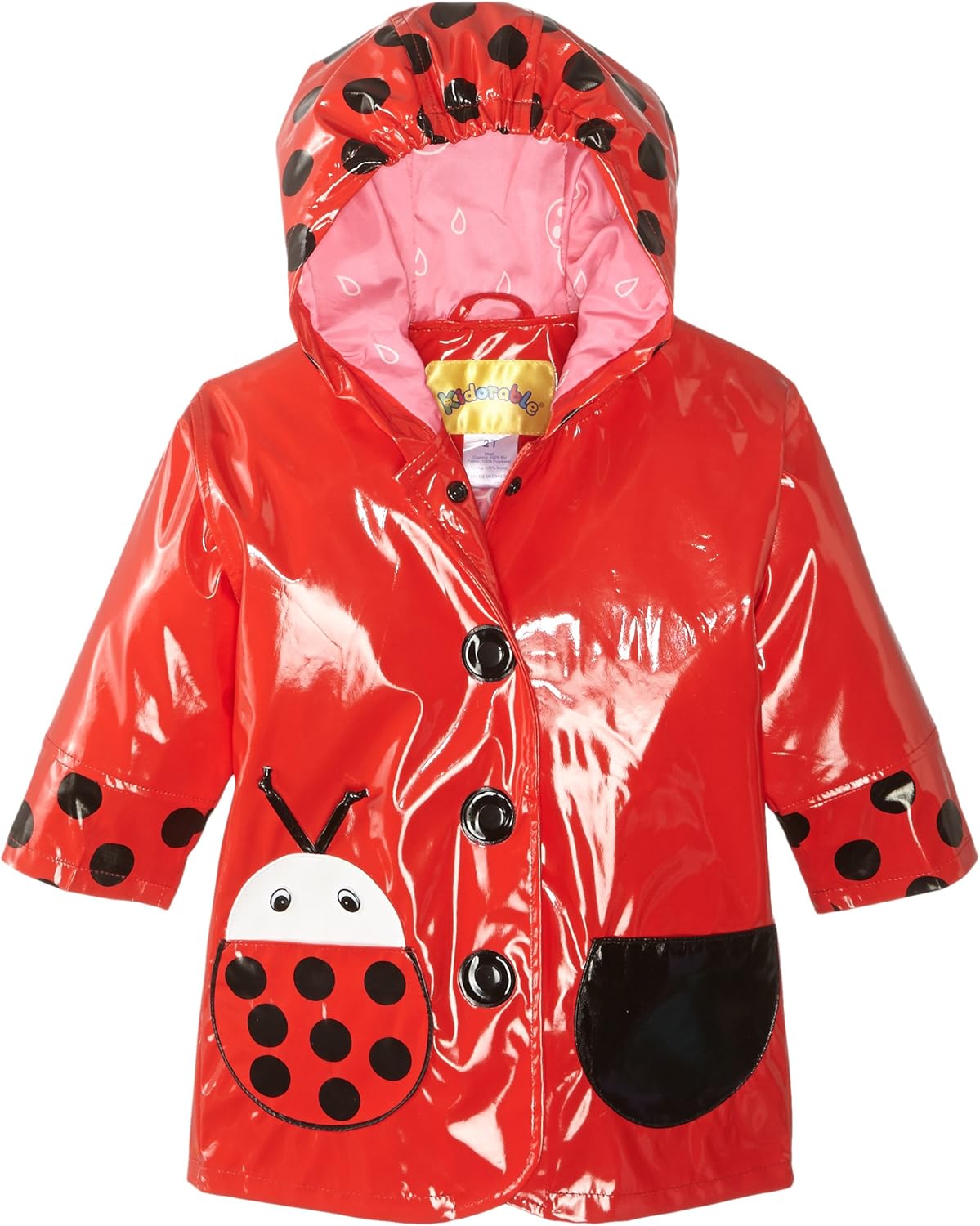 Little Girls Ladybug Coats Waterproof Machine Washable Perfect for Kids Weather