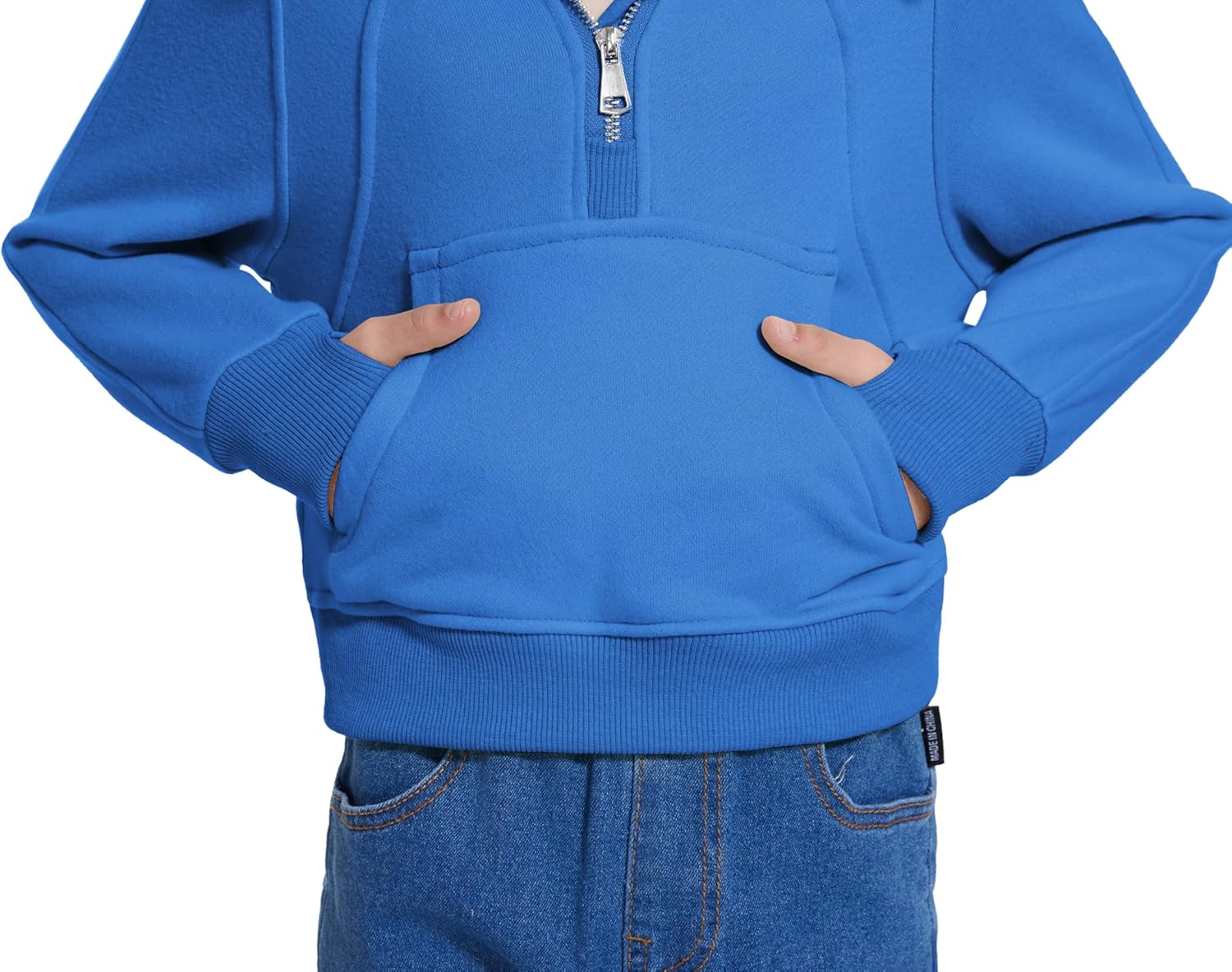 Snug Stylish Half-Zip Hoodie for Girls with Pockets and a Hood