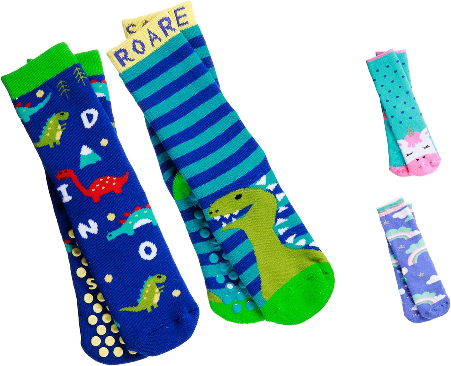 Totes Toddler Slipper Socks - Cozy Dino and Unicorn Design