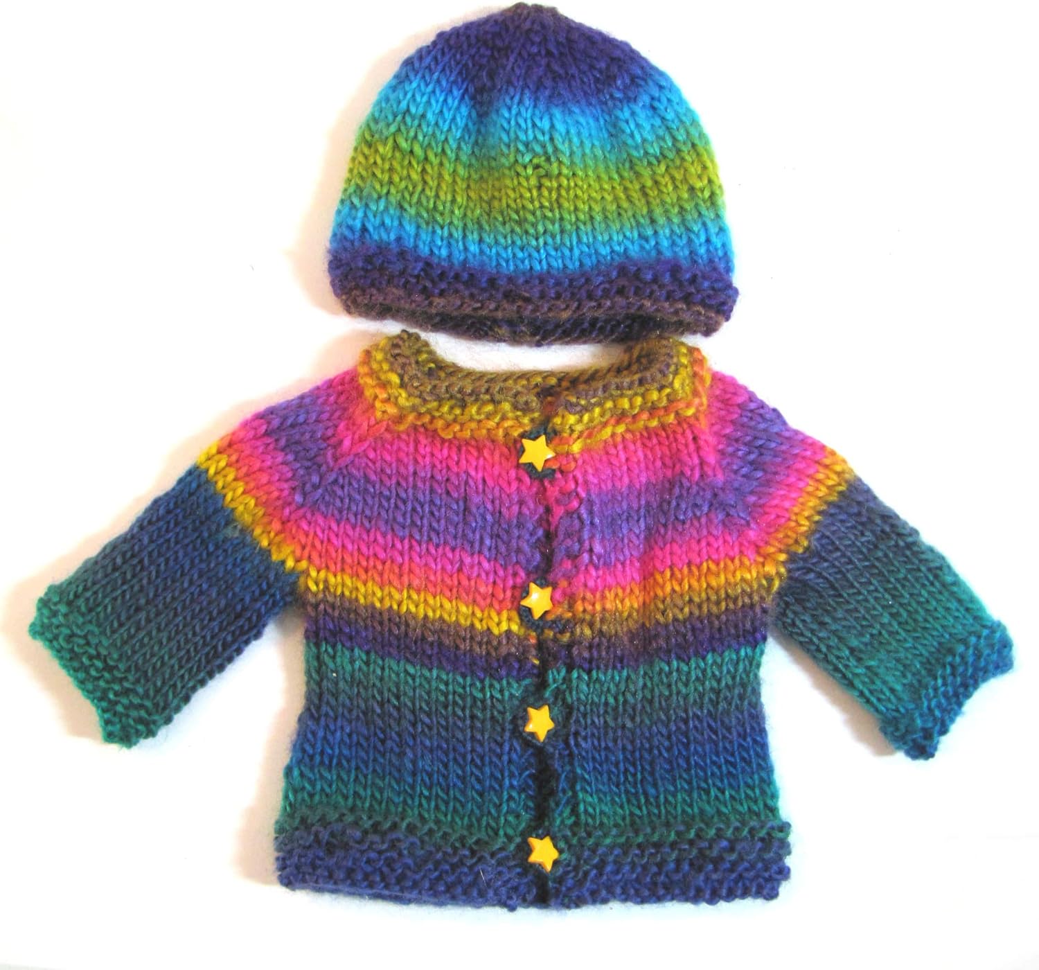 Handmade Knitted Rainbow Cardigan Hat for Babies 3-Month Special Gift