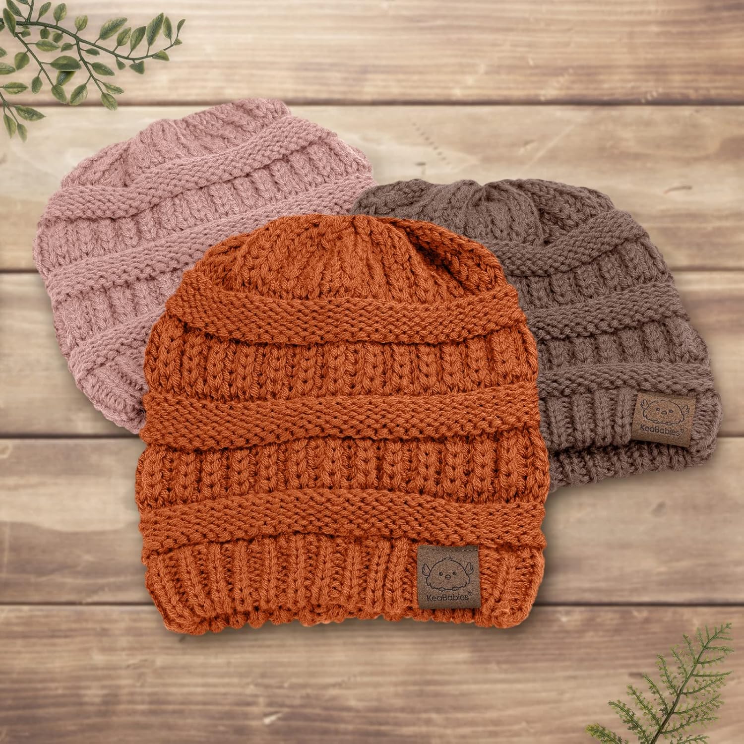3-Pack Tawny Knit Baby Beanies for Boys Girls