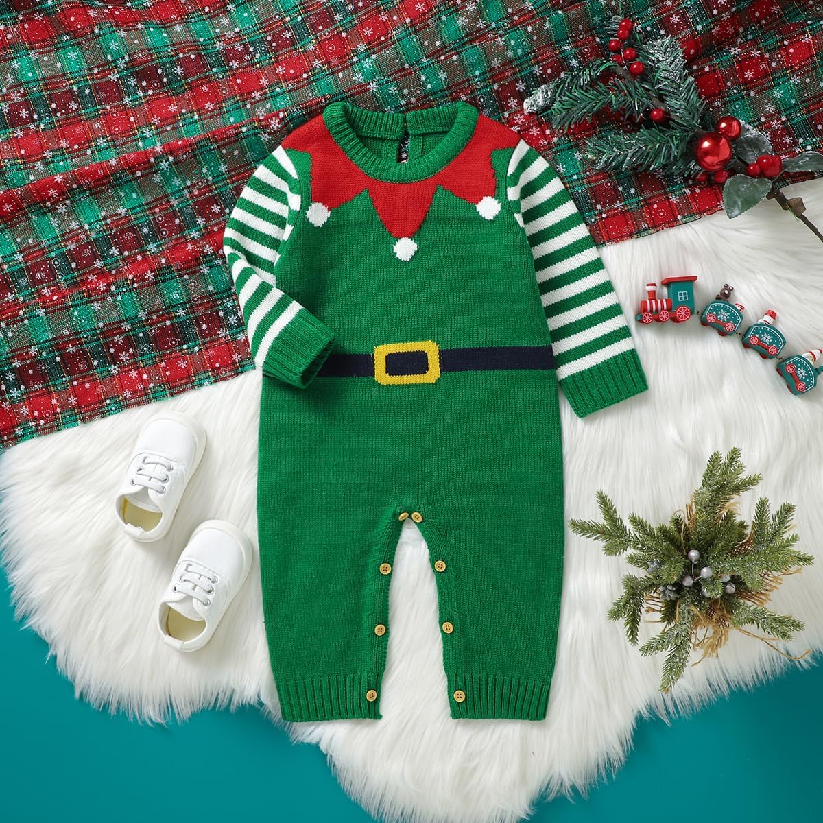 Mimixiong Christmas Baby Boy Girl Striped Knit Sweater 1