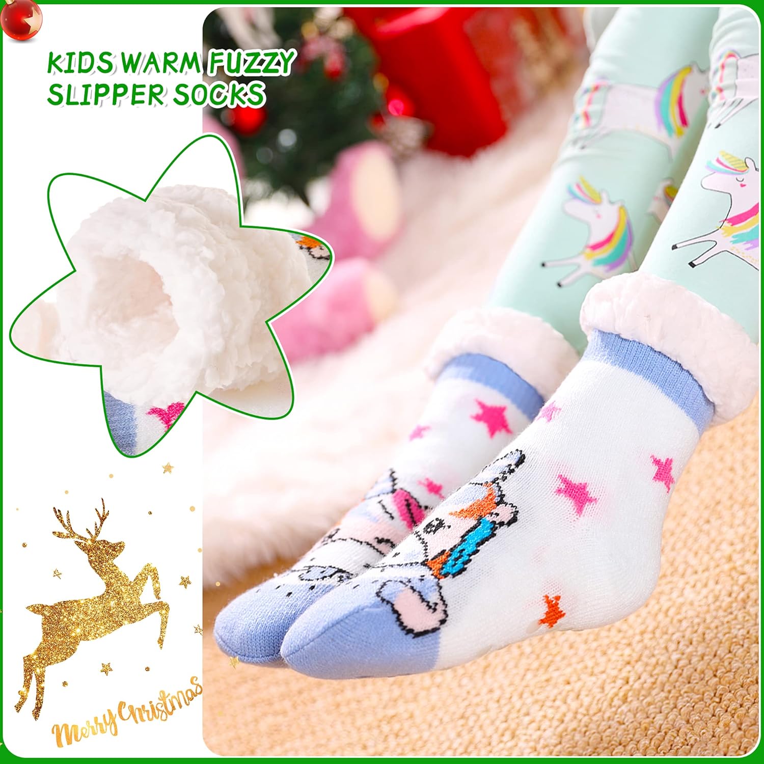 SeeyAN Kids Boys Girls Warm Fuzzy Non-Slip Winter Socks with Animal Patterns
