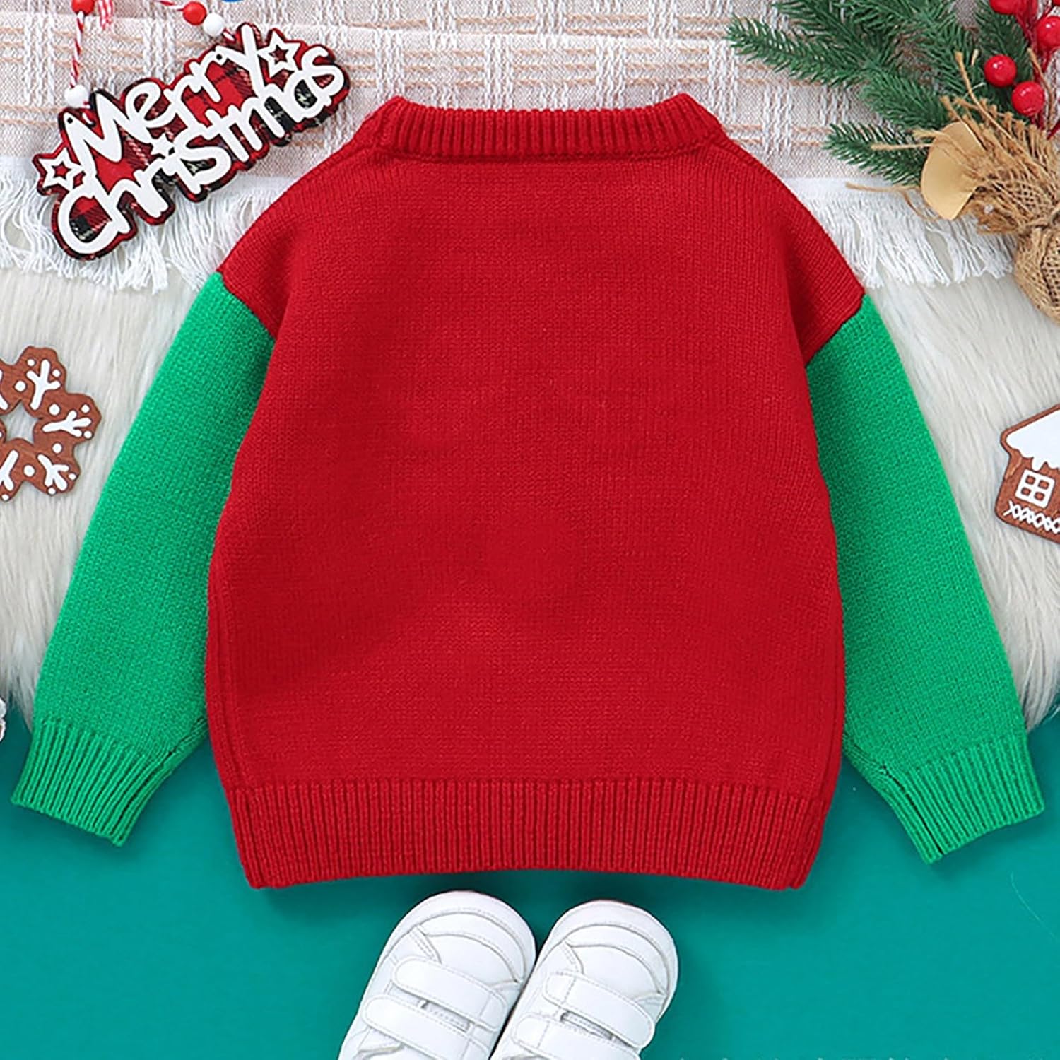 Child Christmas Sweater with Embroidered Santa