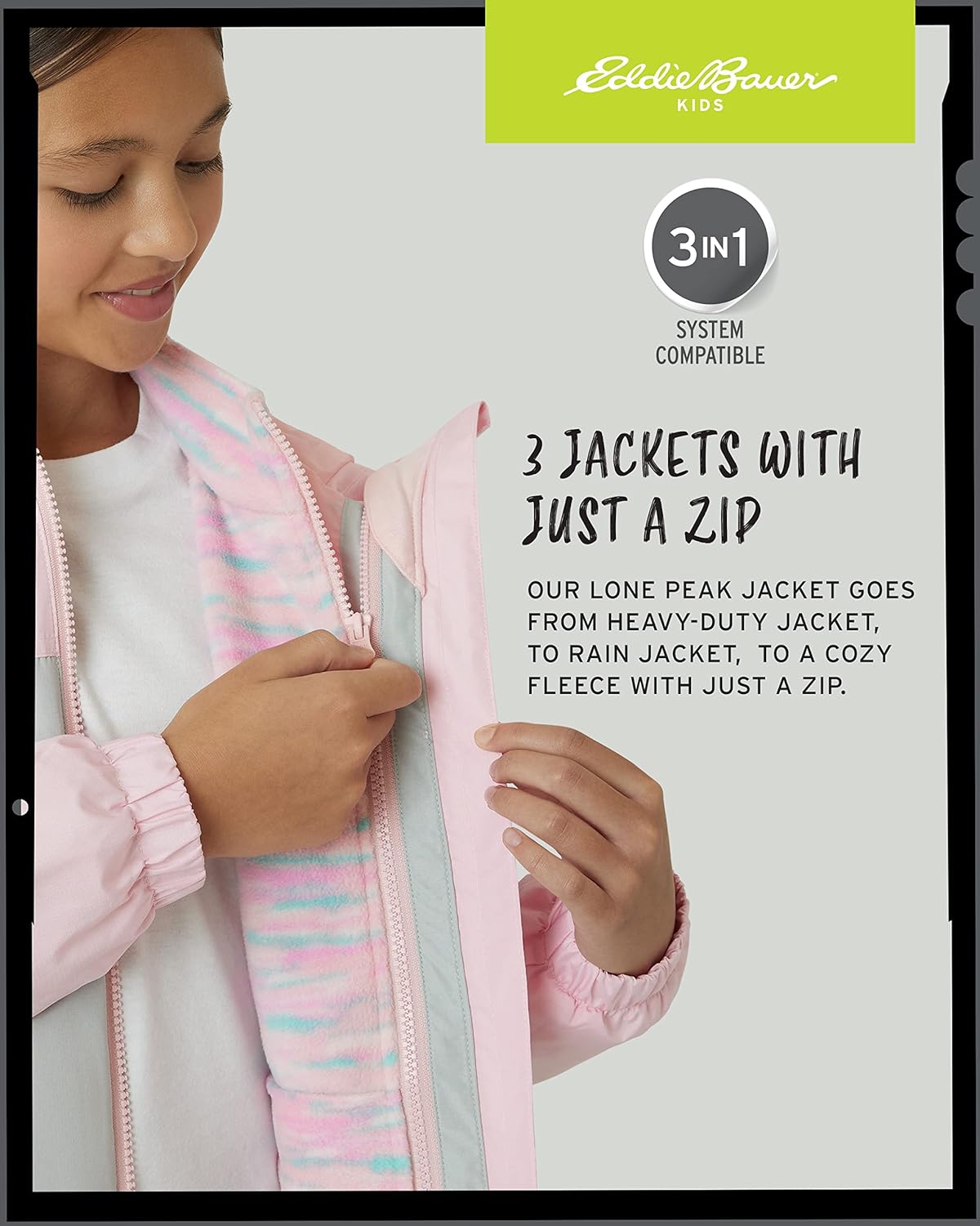 Eddie Bauer Girls Waterproof Insulated Rain Jacket