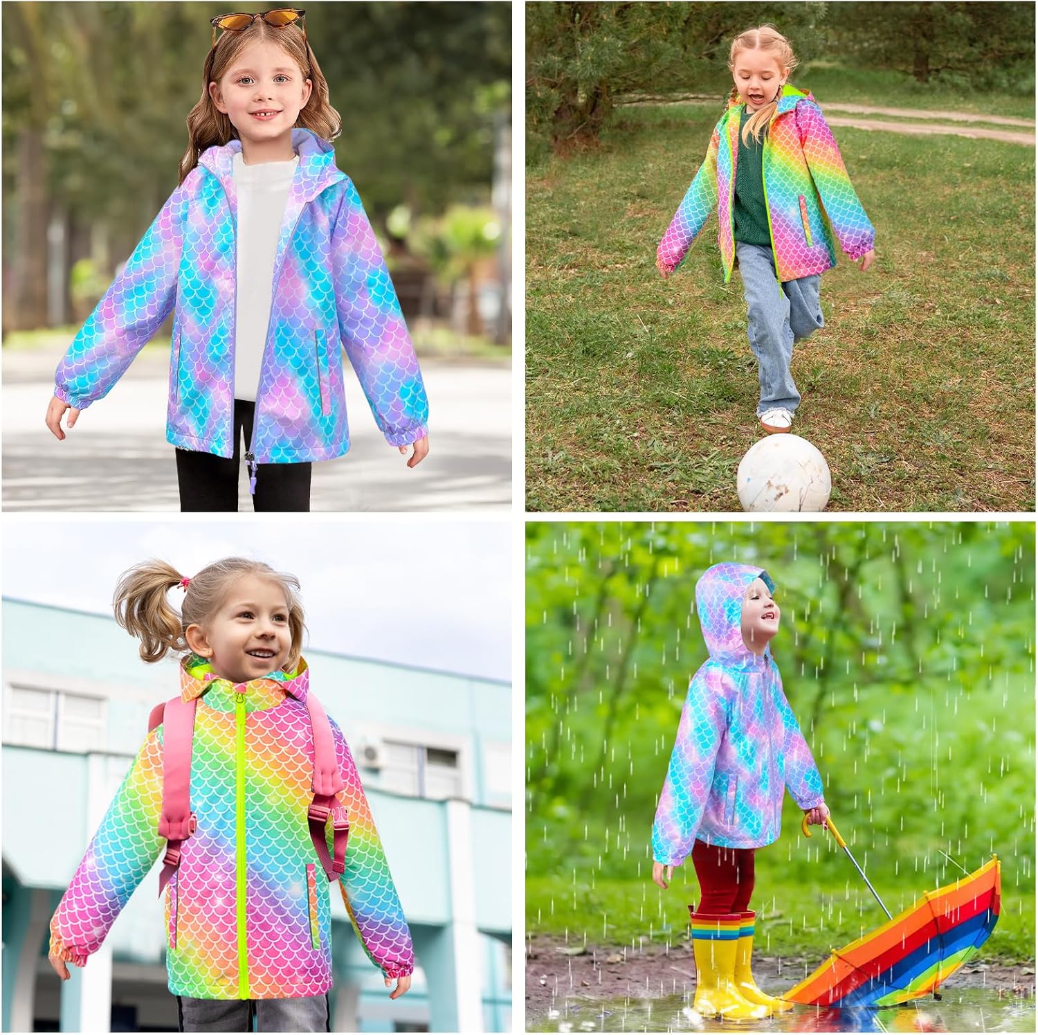 Waterproof rain jacket for girls Durable windproof and stylish