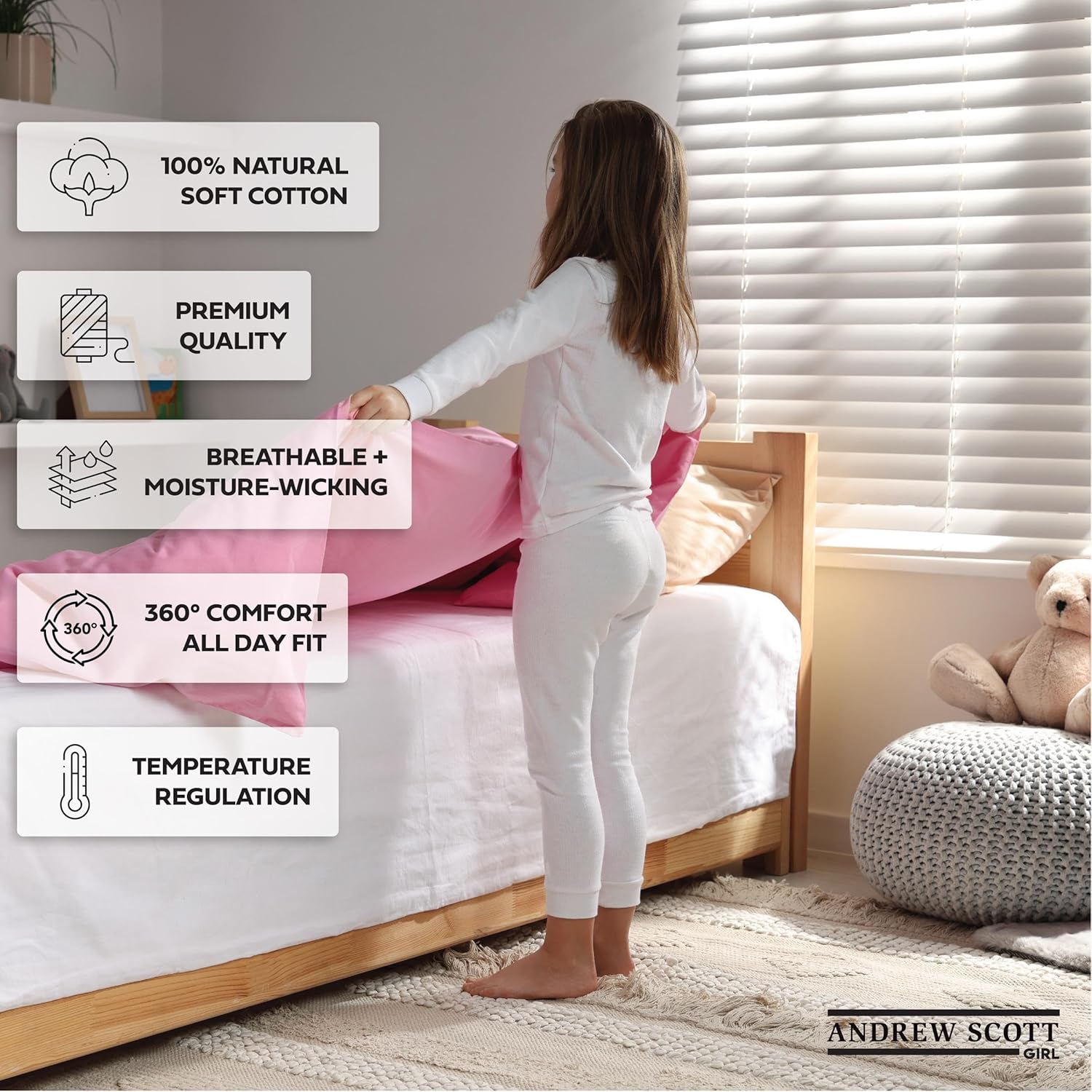Andrew Scott Big Girls Thermal Underwear Set