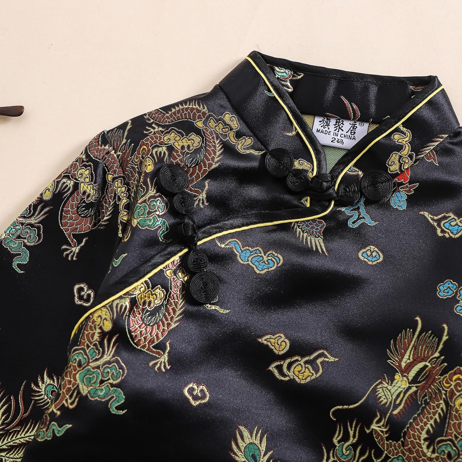 GirlsChinese New Year Peony Long Sleeve Qipao Dress for Kids