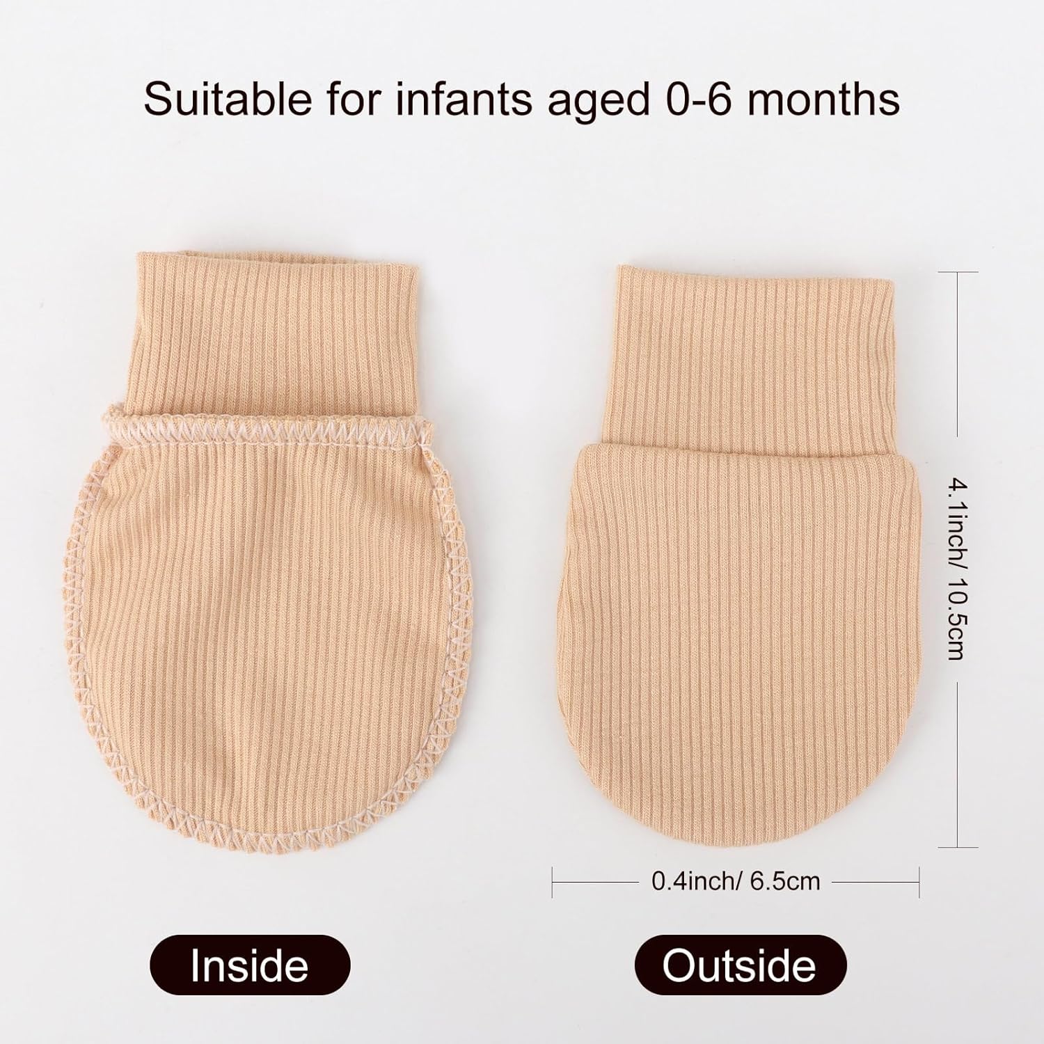 BQUBO Baby Mittens - 6Pcs No Scratches Soft for 0-6M Boys Girls