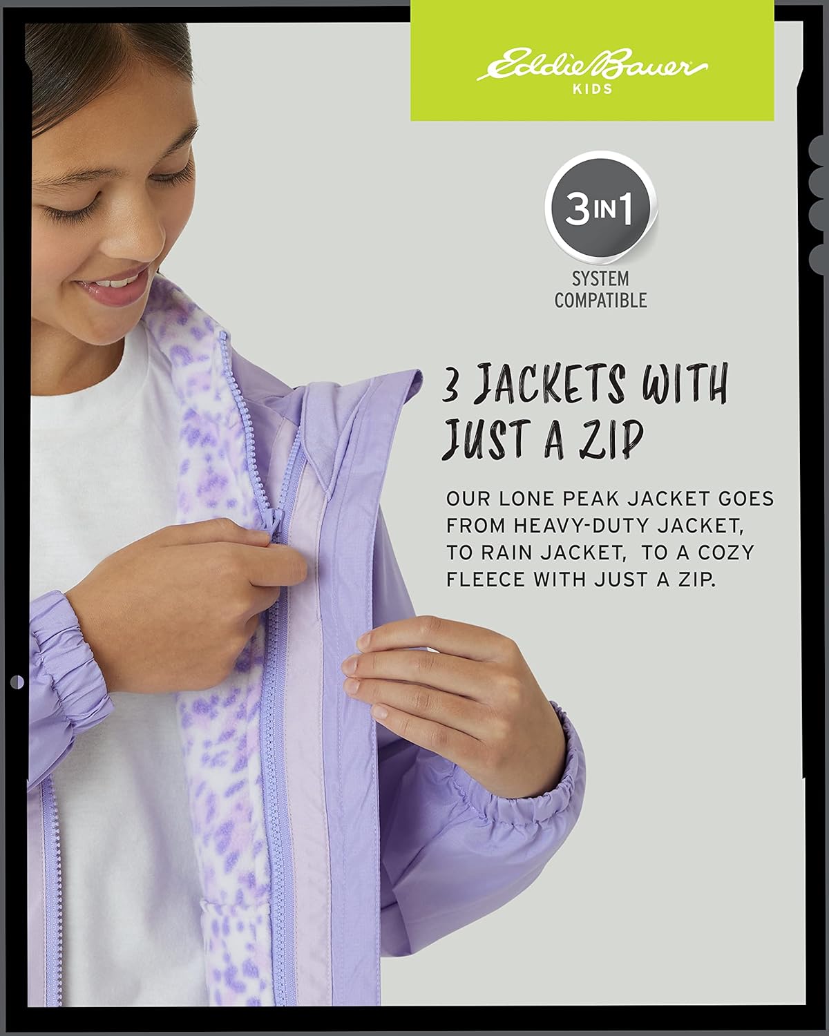 Eddie Bauer Girls 3-in-1 Waterproof Jacket