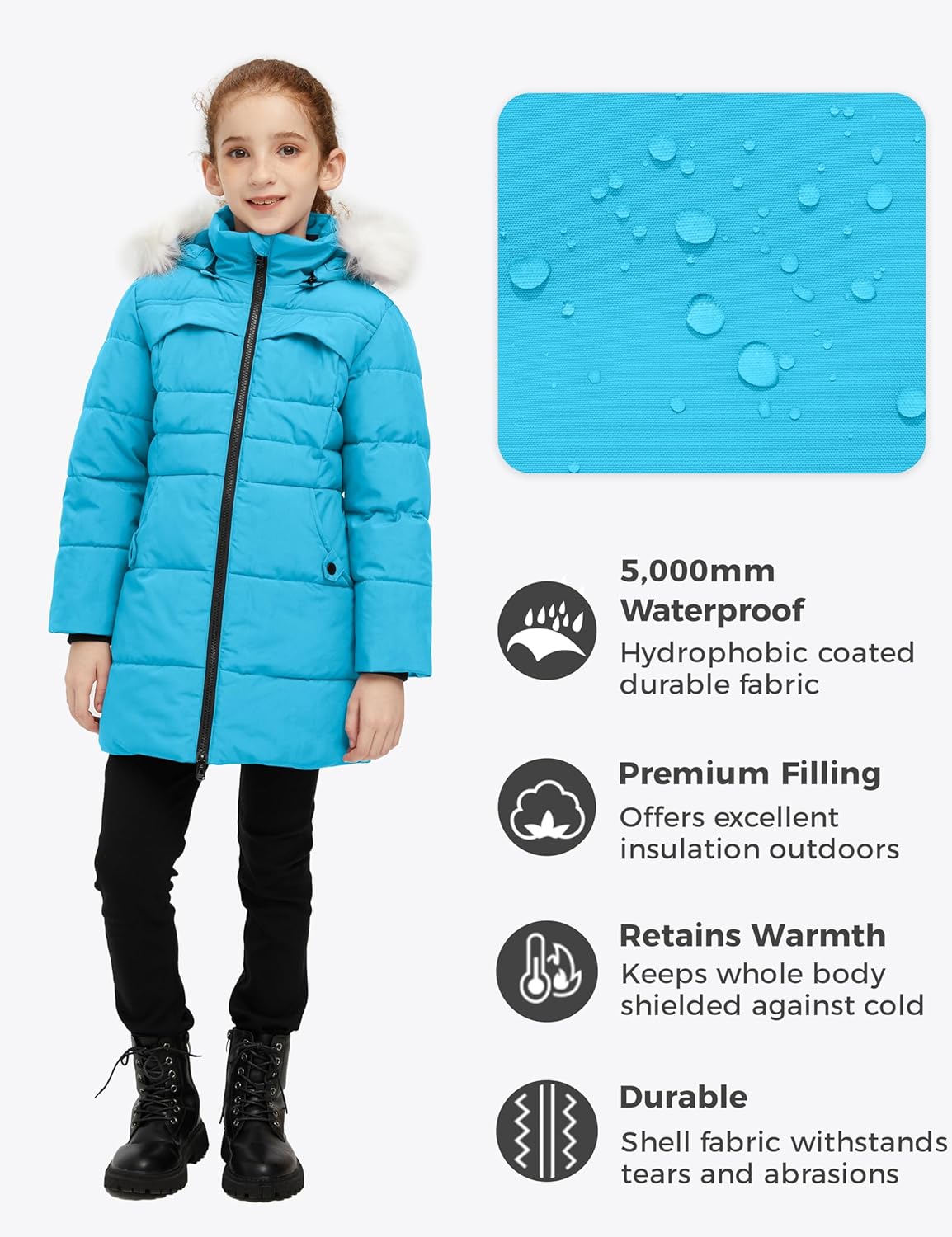 Warm Faux Fur Winter Coat for Girls