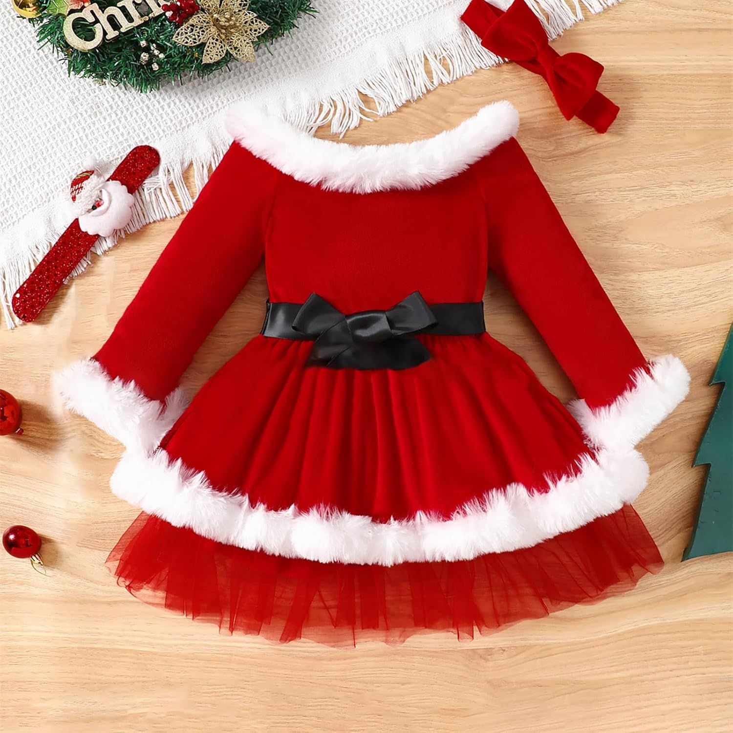 Double Layer Princess Dresses Fur Border Set for Boys Christmas
