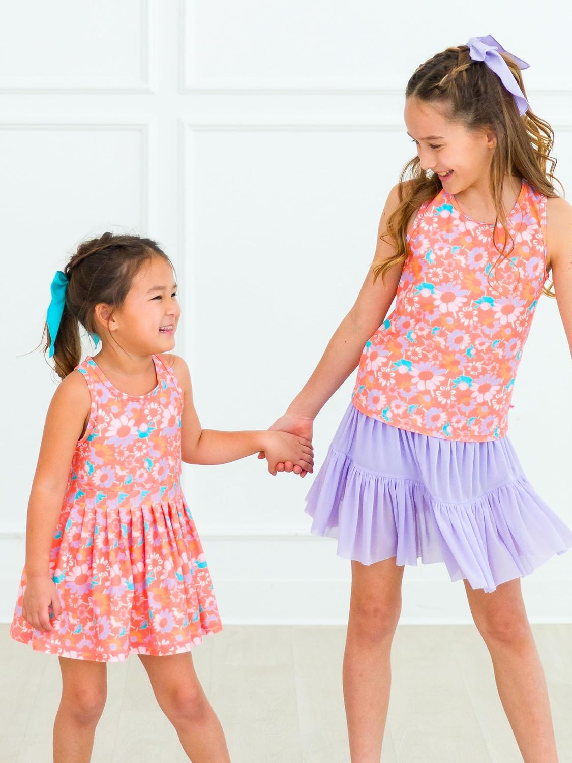 RuffleButts Girls Athletic Active Tiered Dress and Bike Short Set Outift