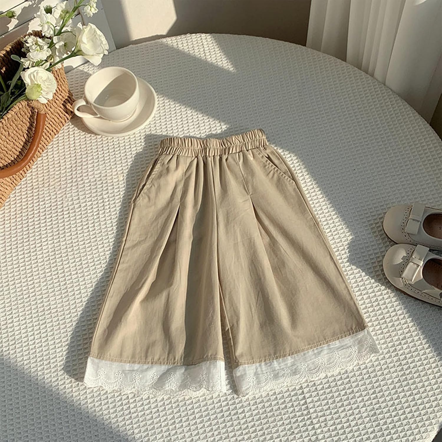 Trendy Baby Girls Wide-Leg Crop Pants