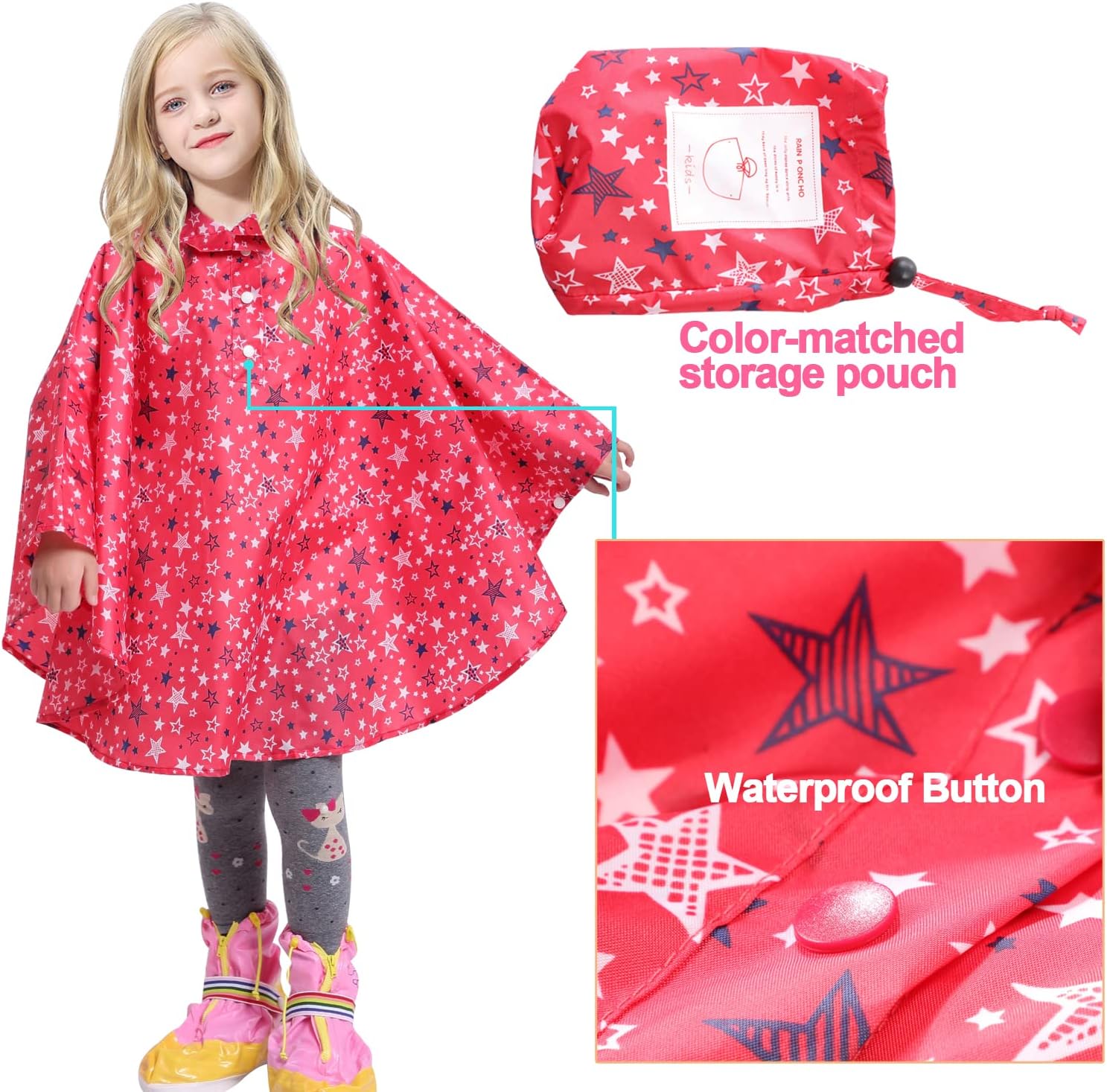 AIWUHE kids 10 rain poncho cartoon rain jackets