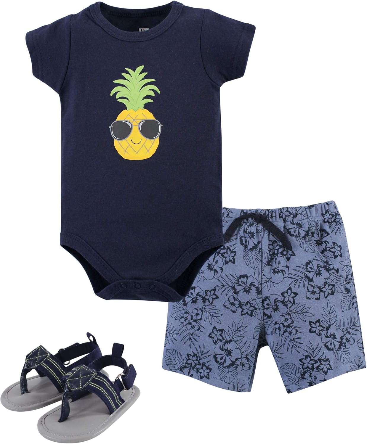 Hudson Baby Unisex Cotton Set - Bodysuit Shorts Shoes