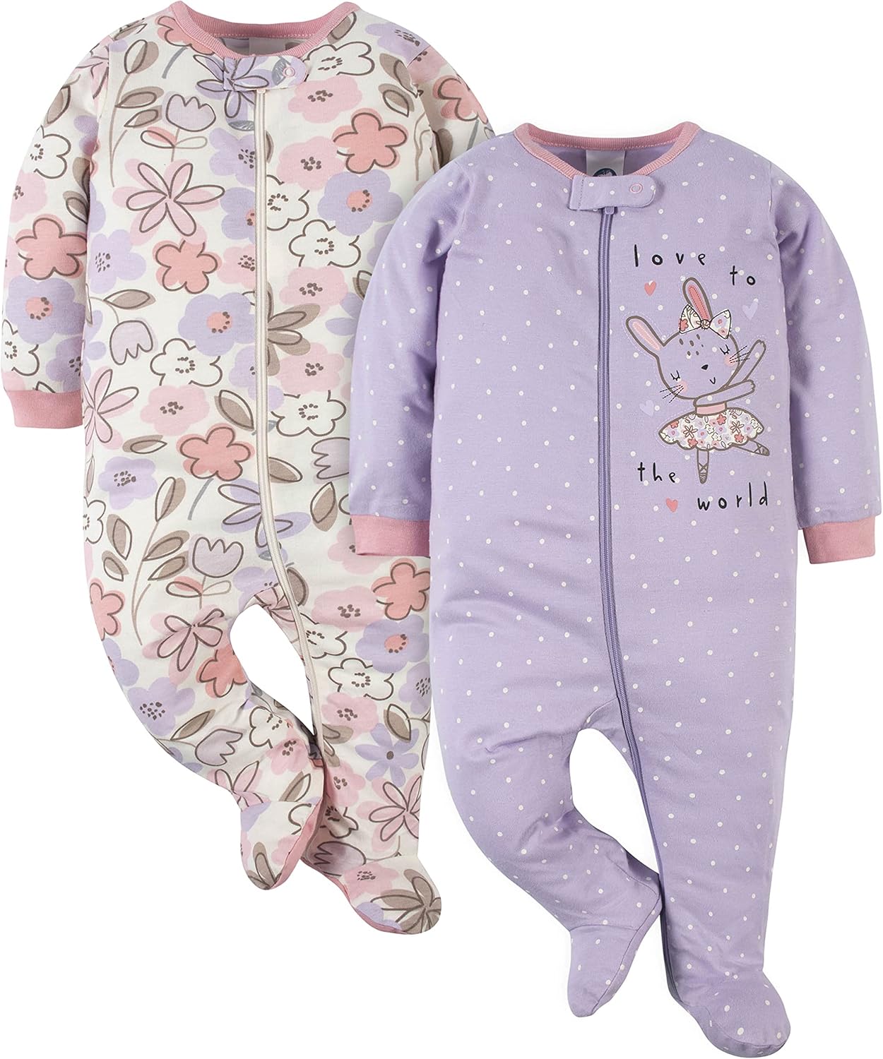 Gerber Baby Girls 2-Pack Sleep N Play Footies