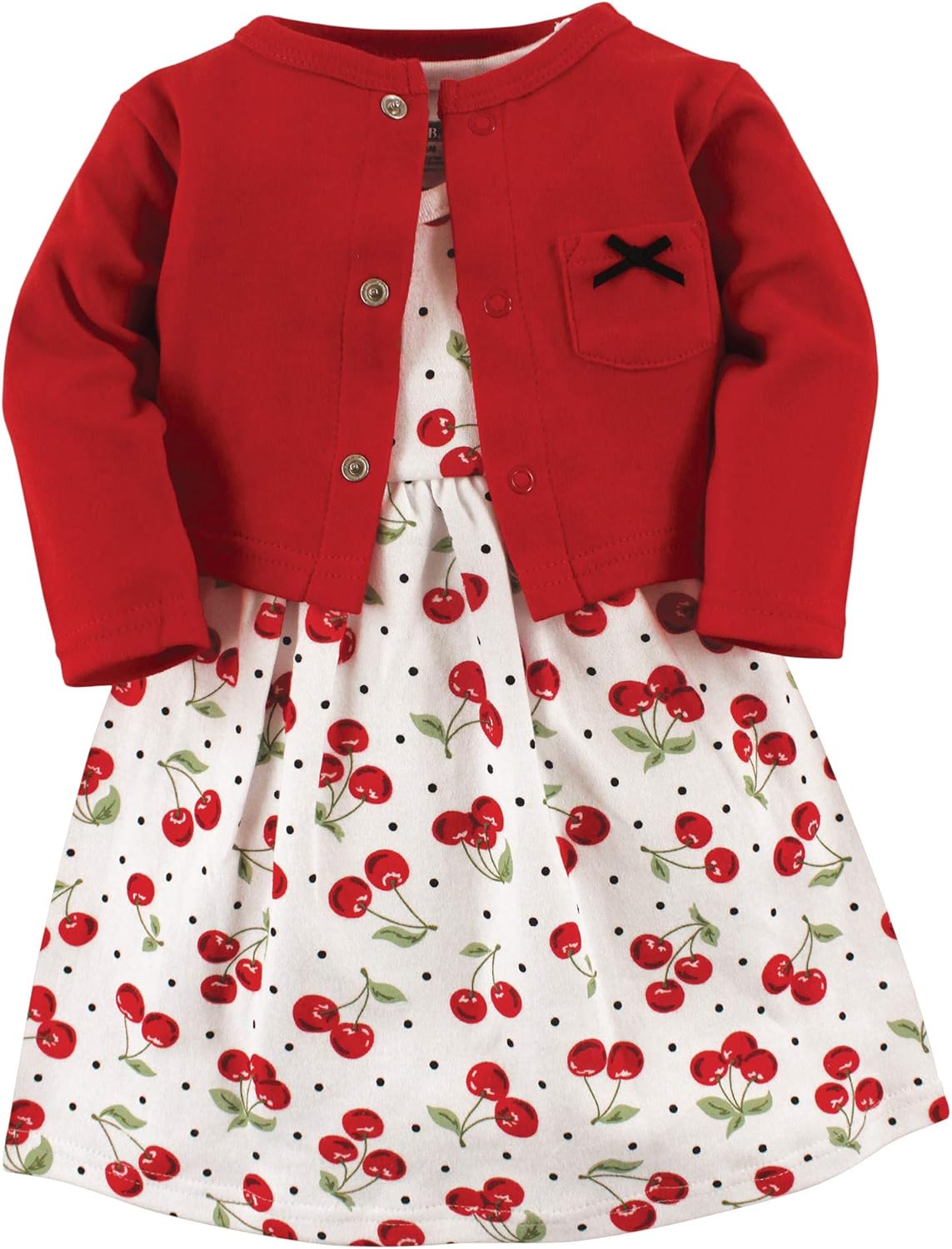 Hudson Baby Girls Cotton Dress and Cardigan Set