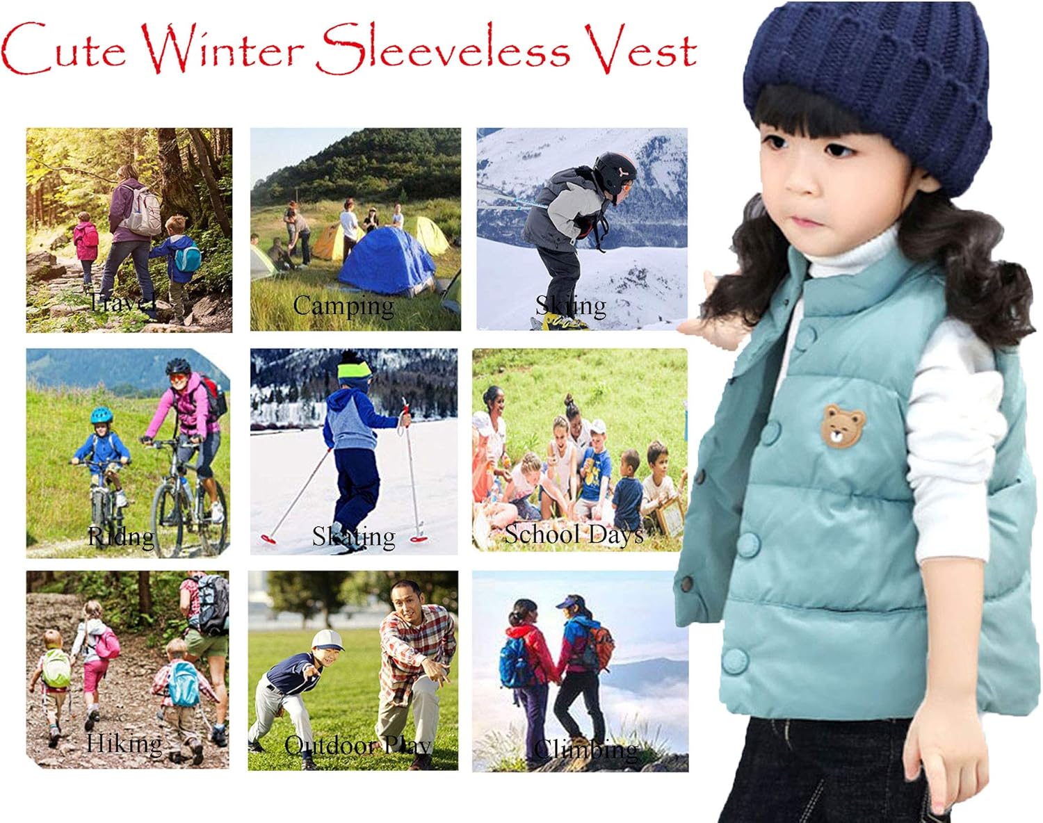 Cute Lightweight Winter Puffer Vest for Kids