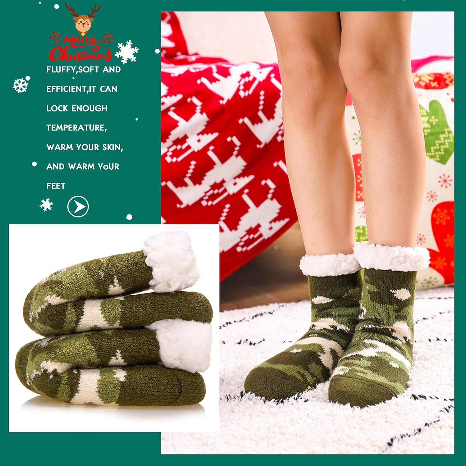 Fuzzy Slipper Socks for Kids Soft Warm