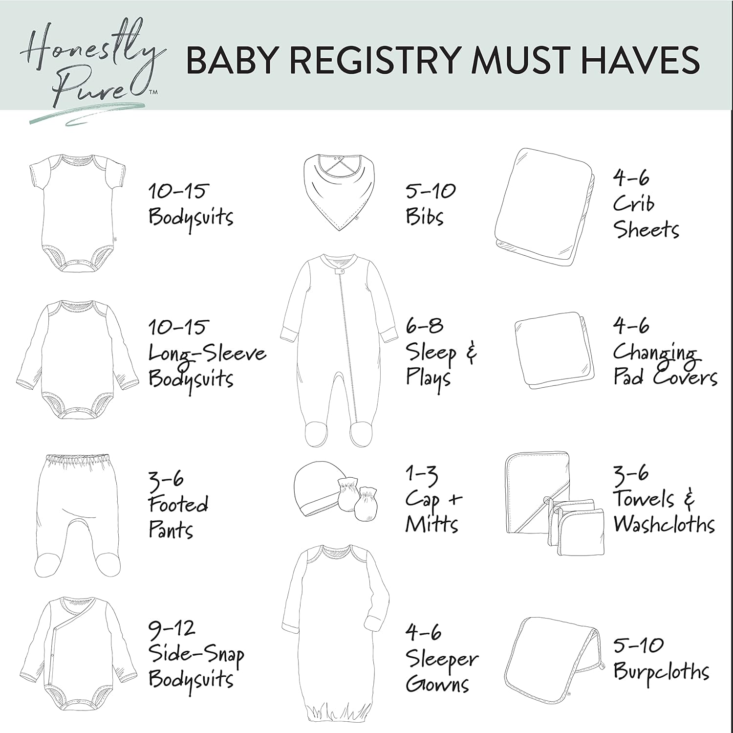 HonestBaby 10-Pack Long Sleeve Bodysuits