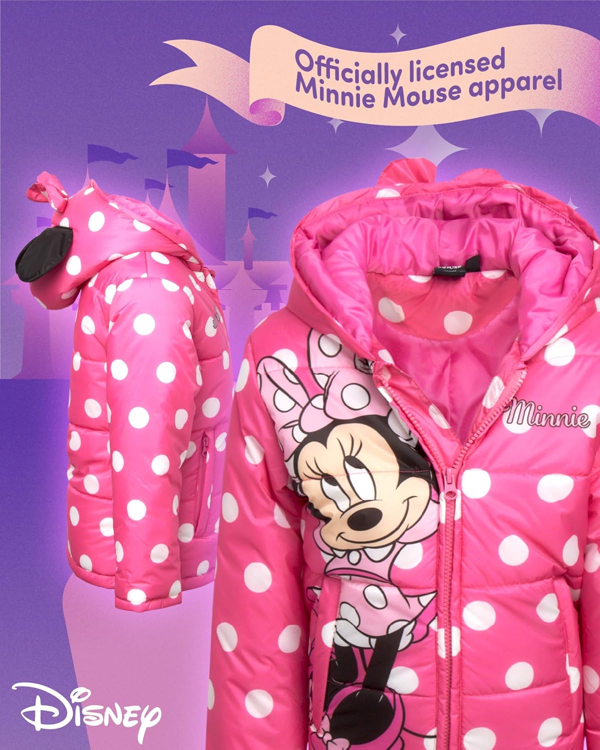Disney Girls Puffer Jacket - Cozy for Minnie Mouse and Friends