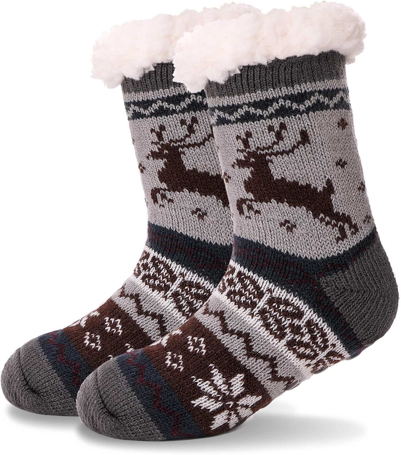MOGGEI Fuzzy Slipper Socks for Kids Warm Cozy Anti-Slip Gift
