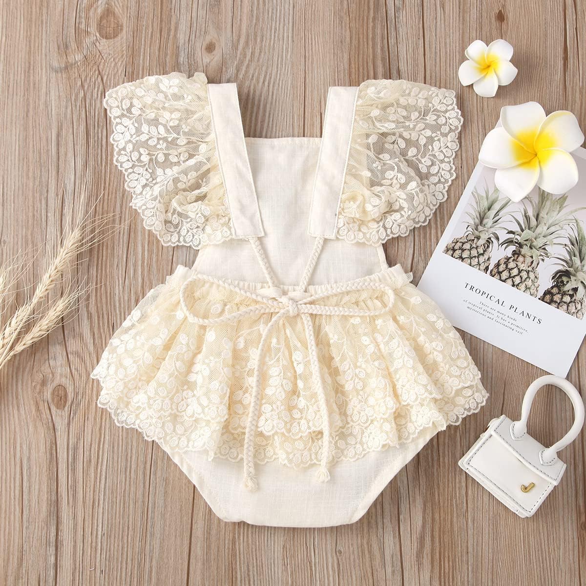 ODASDO Baby Girl Lace Romper First Birthday Outfit
