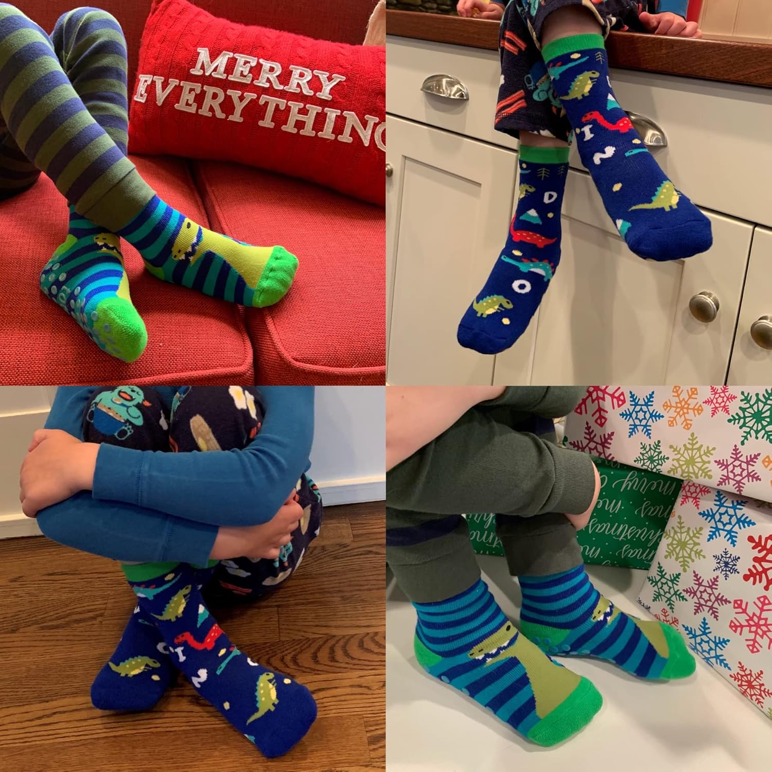 Totes Toddler Slipper Socks - Cozy Dino and Unicorn Design