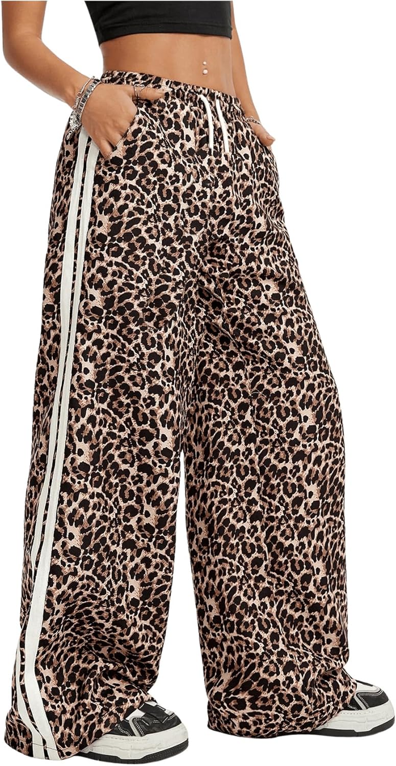 SHENHE Girls Y2k Leopard Print Pants