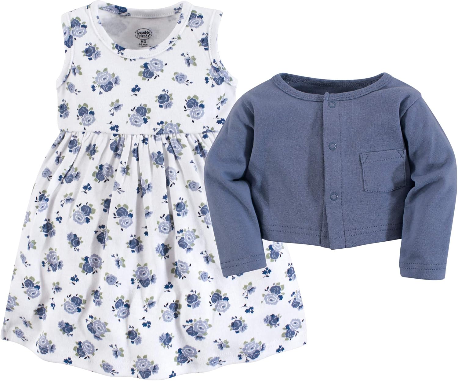 Luvable Friends Baby Girl Sleeveless Dress Cardigan