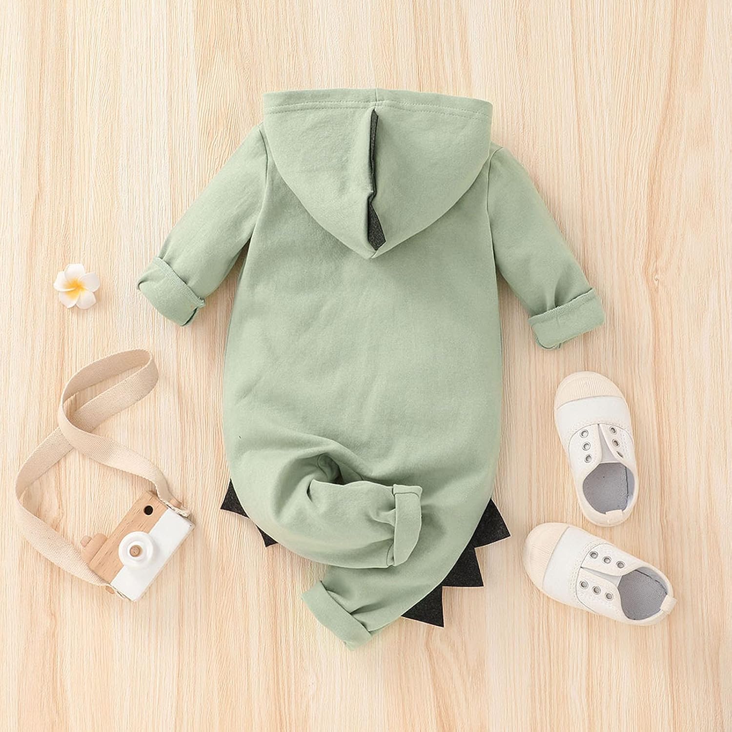 Newborn Baby Cartoon Dinosaur Hoodie Romper Outfit for Boys Girls