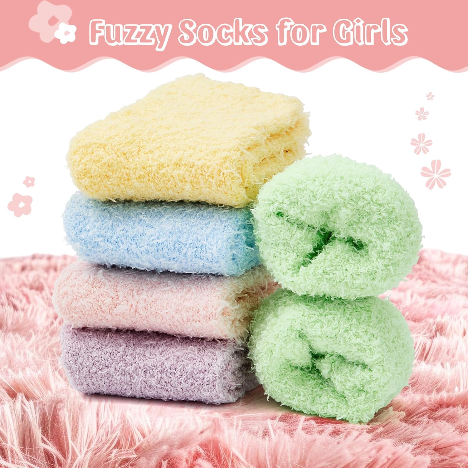 Durio Kids Fuzzy Sock Set for Girls