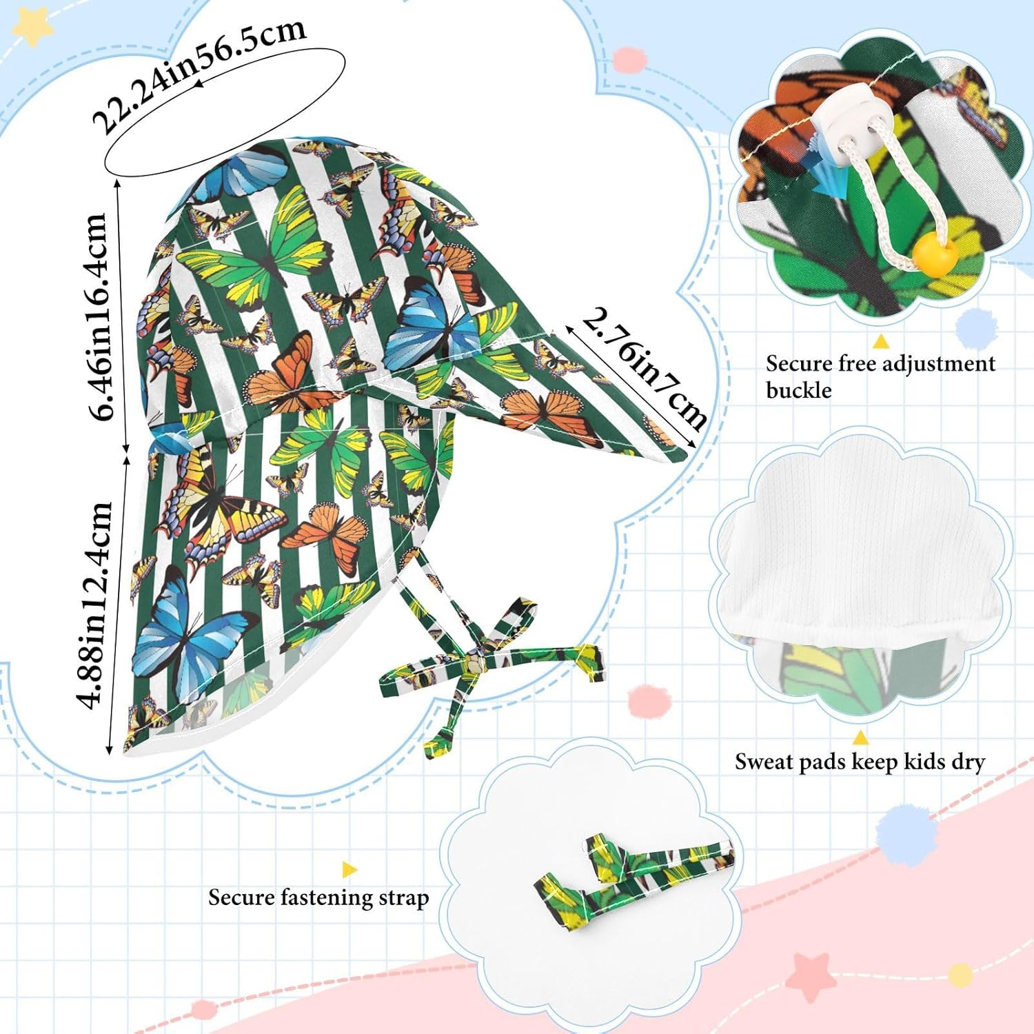 WIFIU Baby Striped Sun Hat for Boys Girls 2-4T