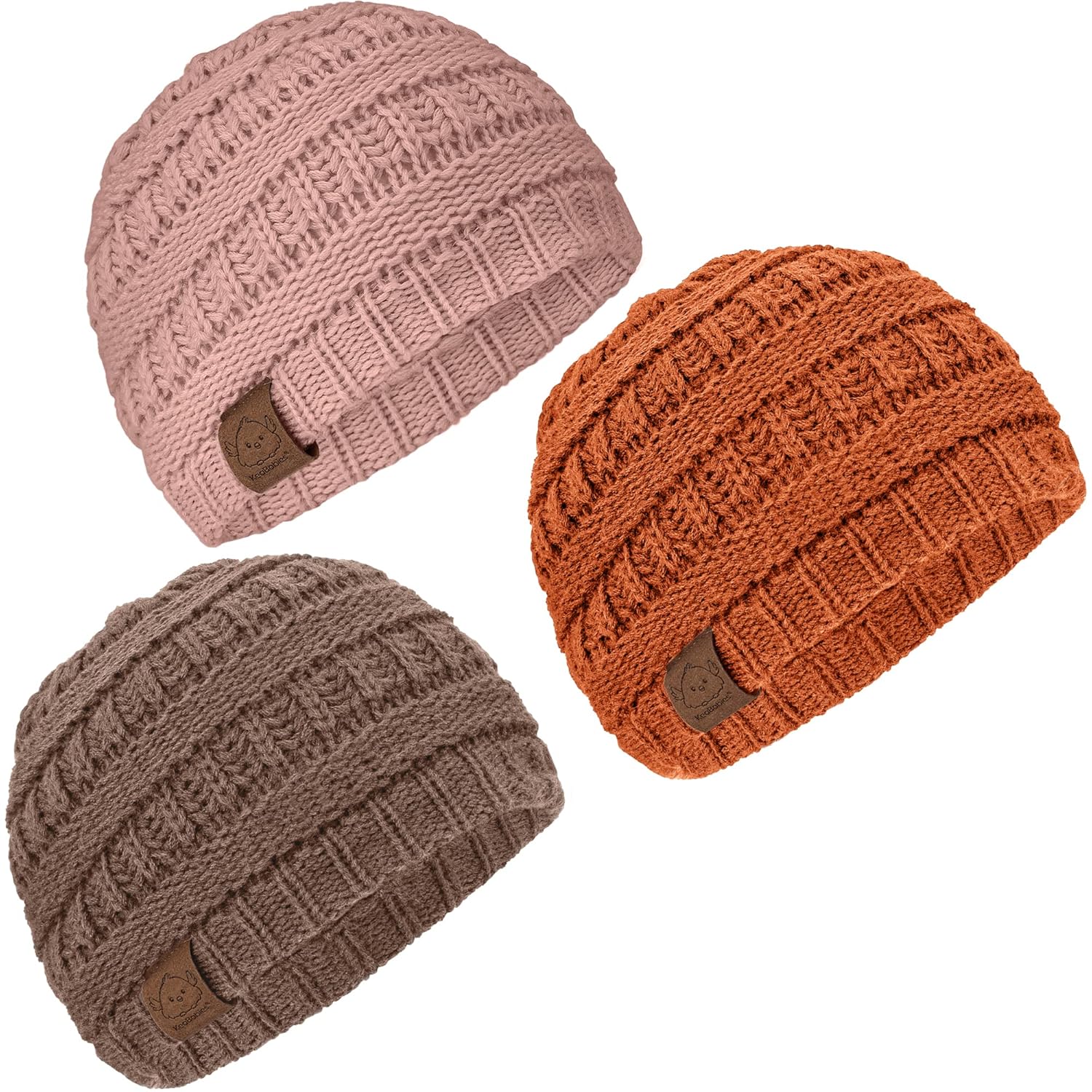 3-Pack Tawny Knit Baby Beanies for Boys Girls