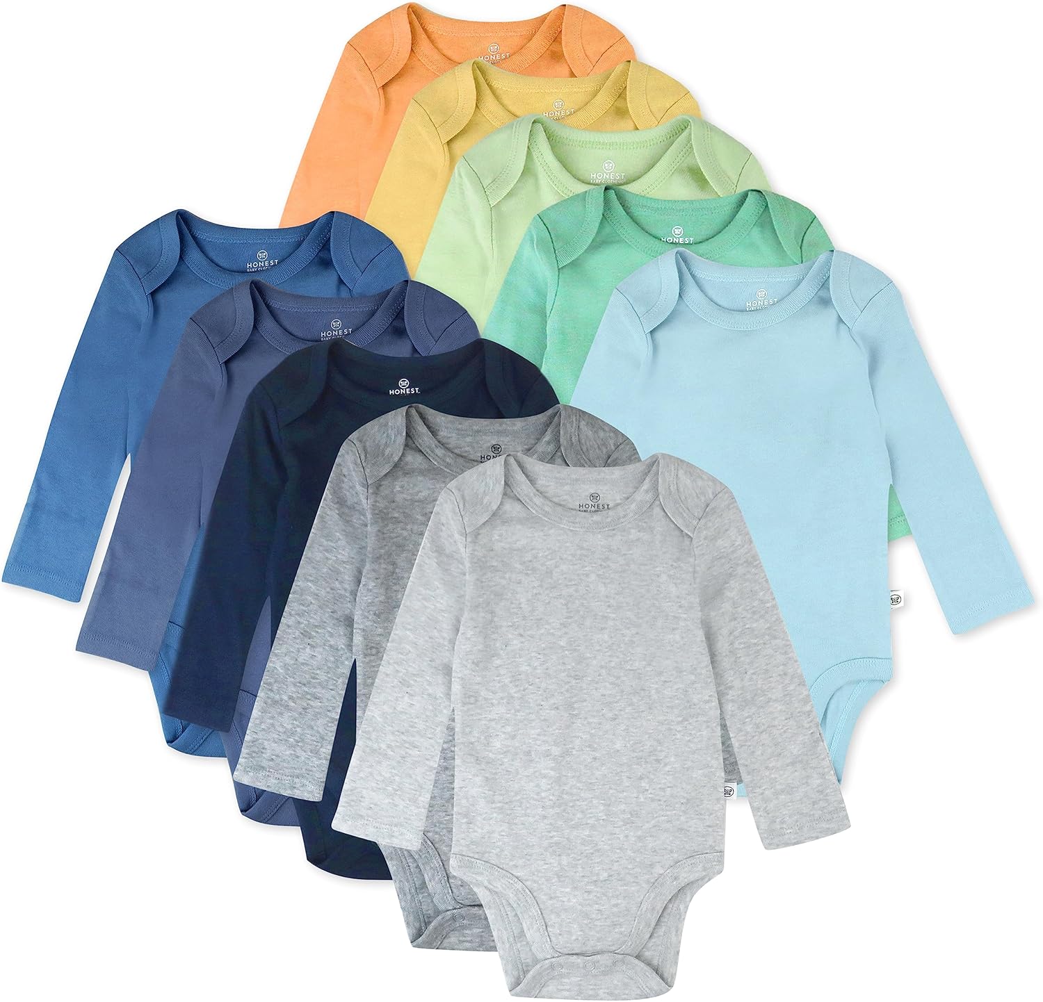 HonestBaby 10-Pack Organic Cotton Bodysuits for Infants